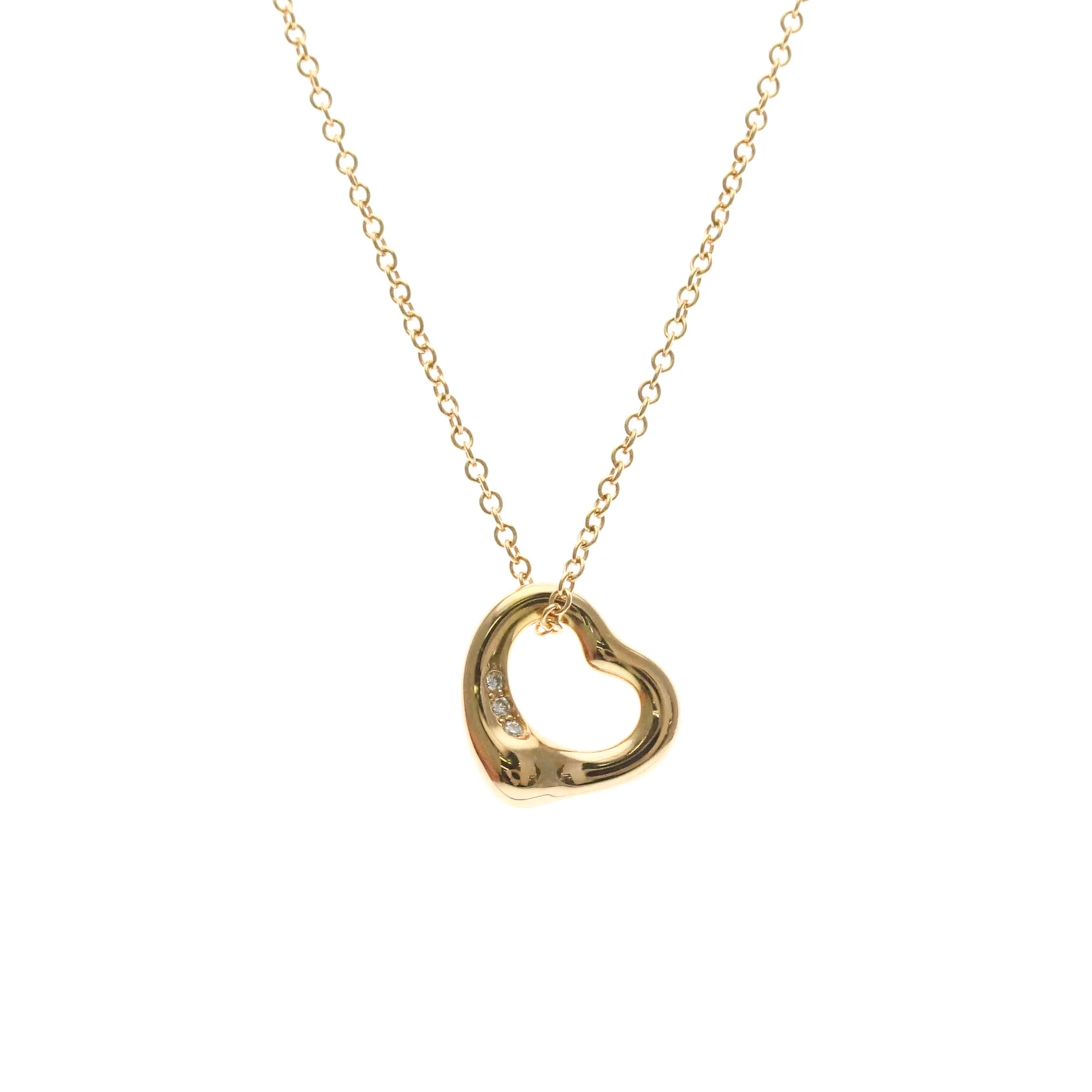 Open Heart Pendant Necklace 18K Rose Gold 10.2mm