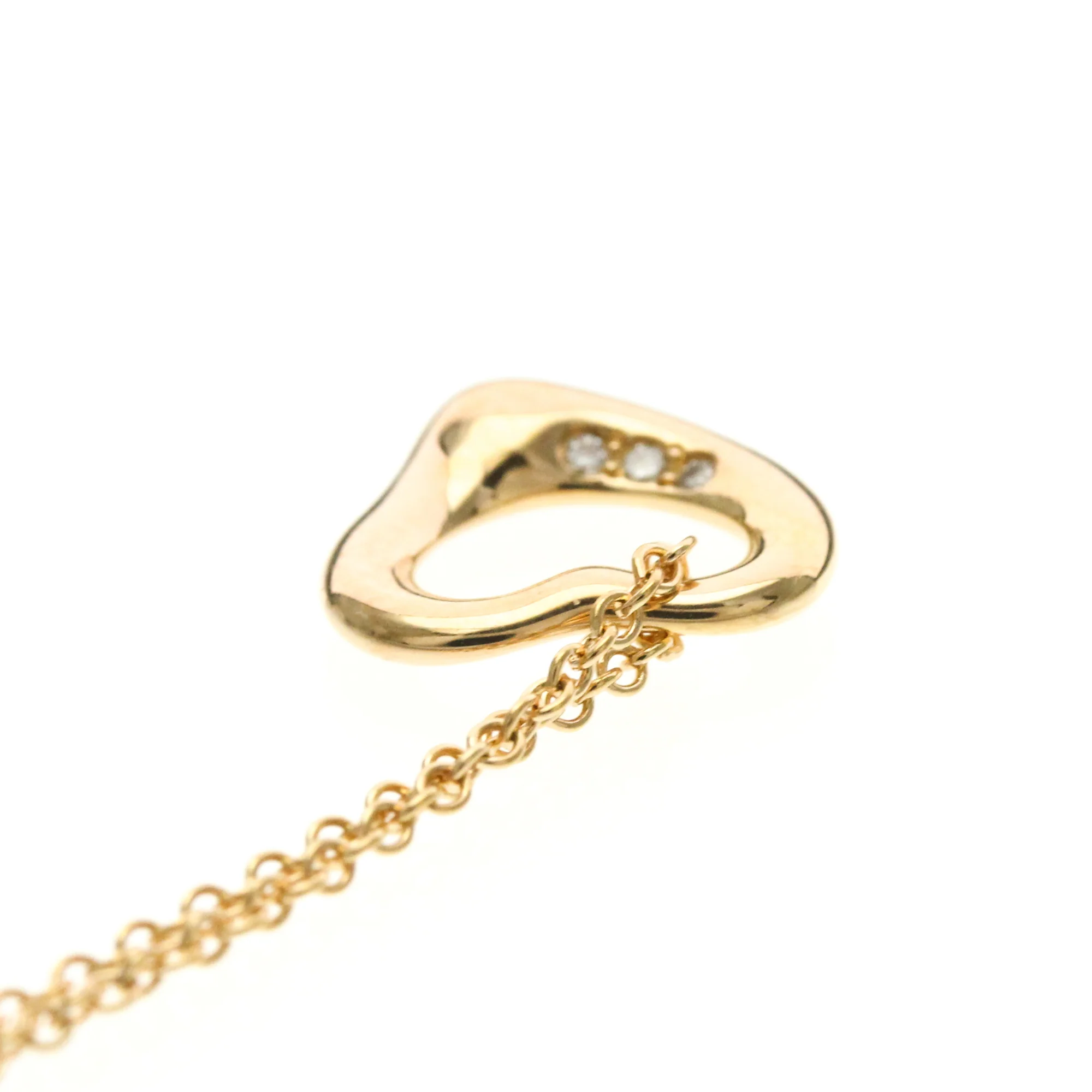 Open Heart Pendant Necklace 18K Rose Gold 10.2mm - Image 6