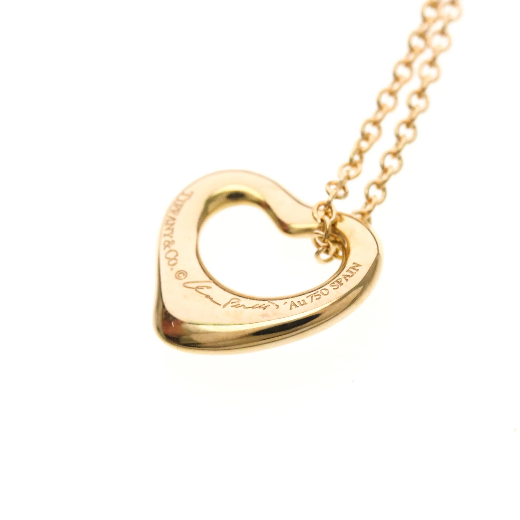 Open Heart Pendant Necklace 18K Rose Gold 10.2mm - Image 8
