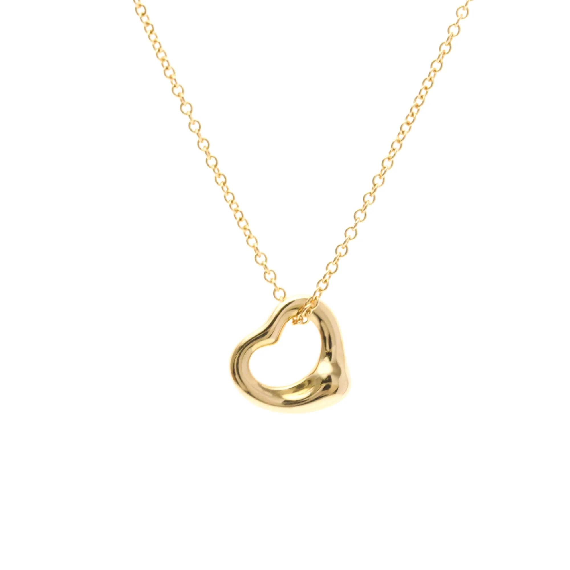 Open Heart Pendant Necklace 18K Rose Gold 11mm