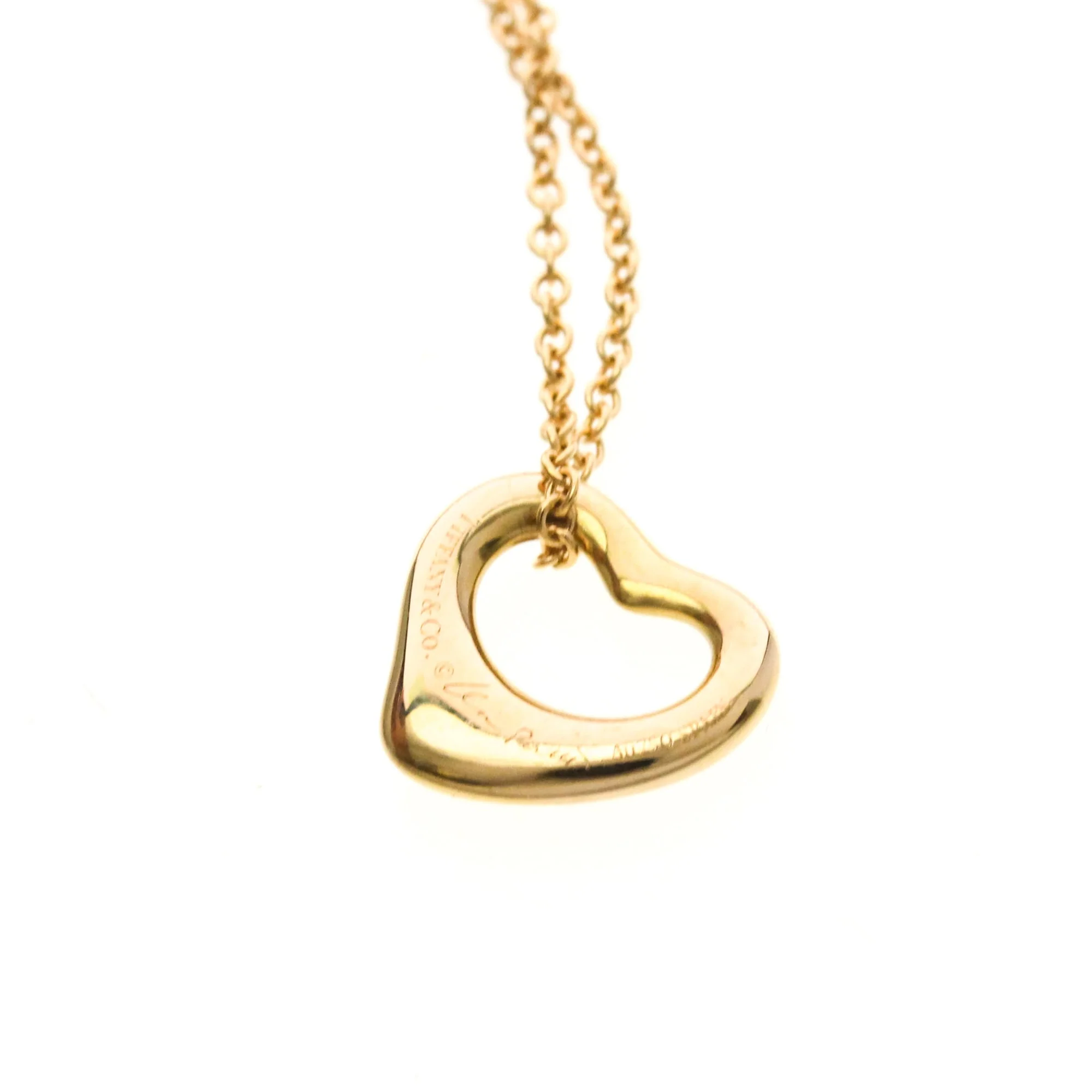 Open Heart Pendant Necklace 18K Rose Gold 11mm - Image 7