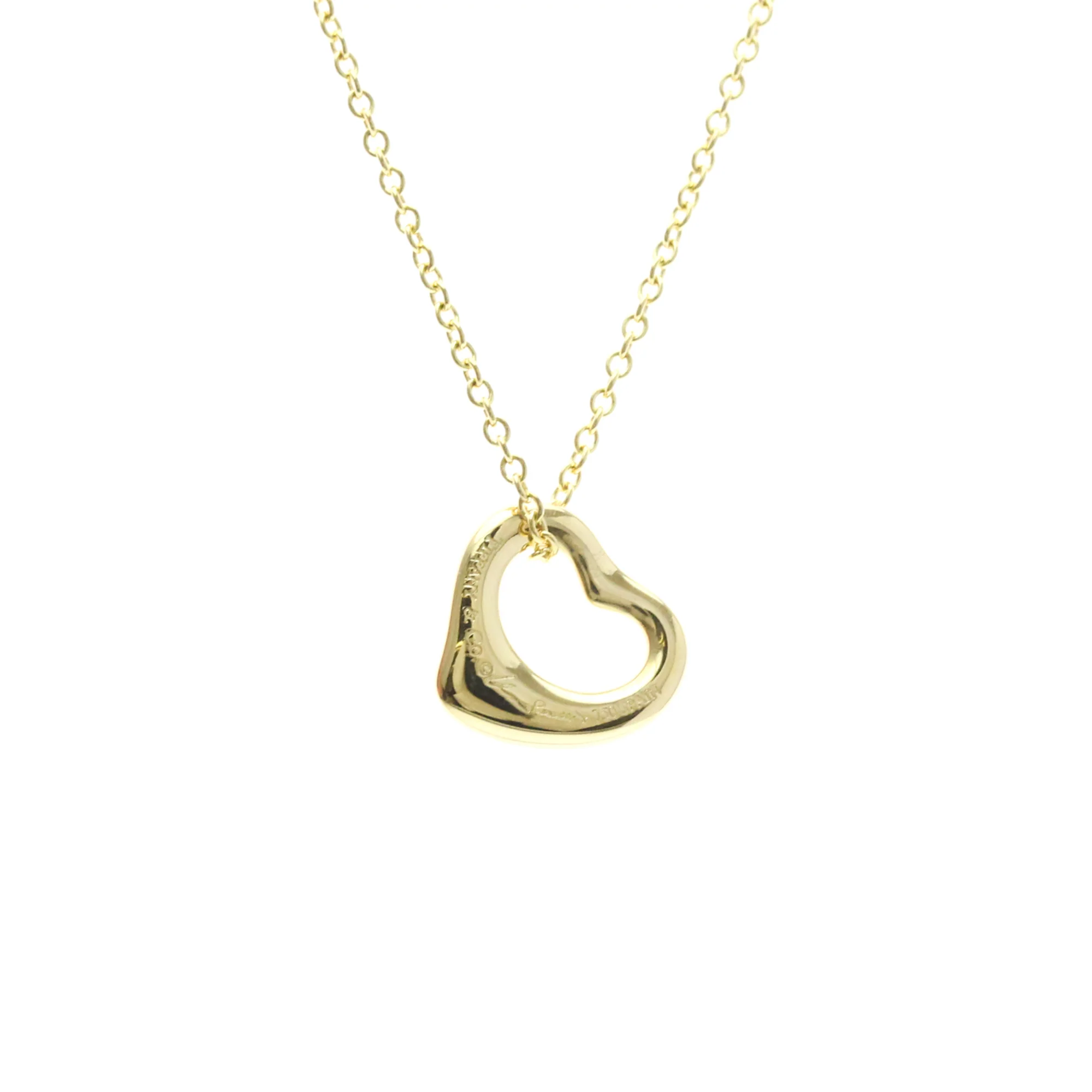 Open Heart Pendant Necklace 18K Yellow Gold 10.8mm - Image 2
