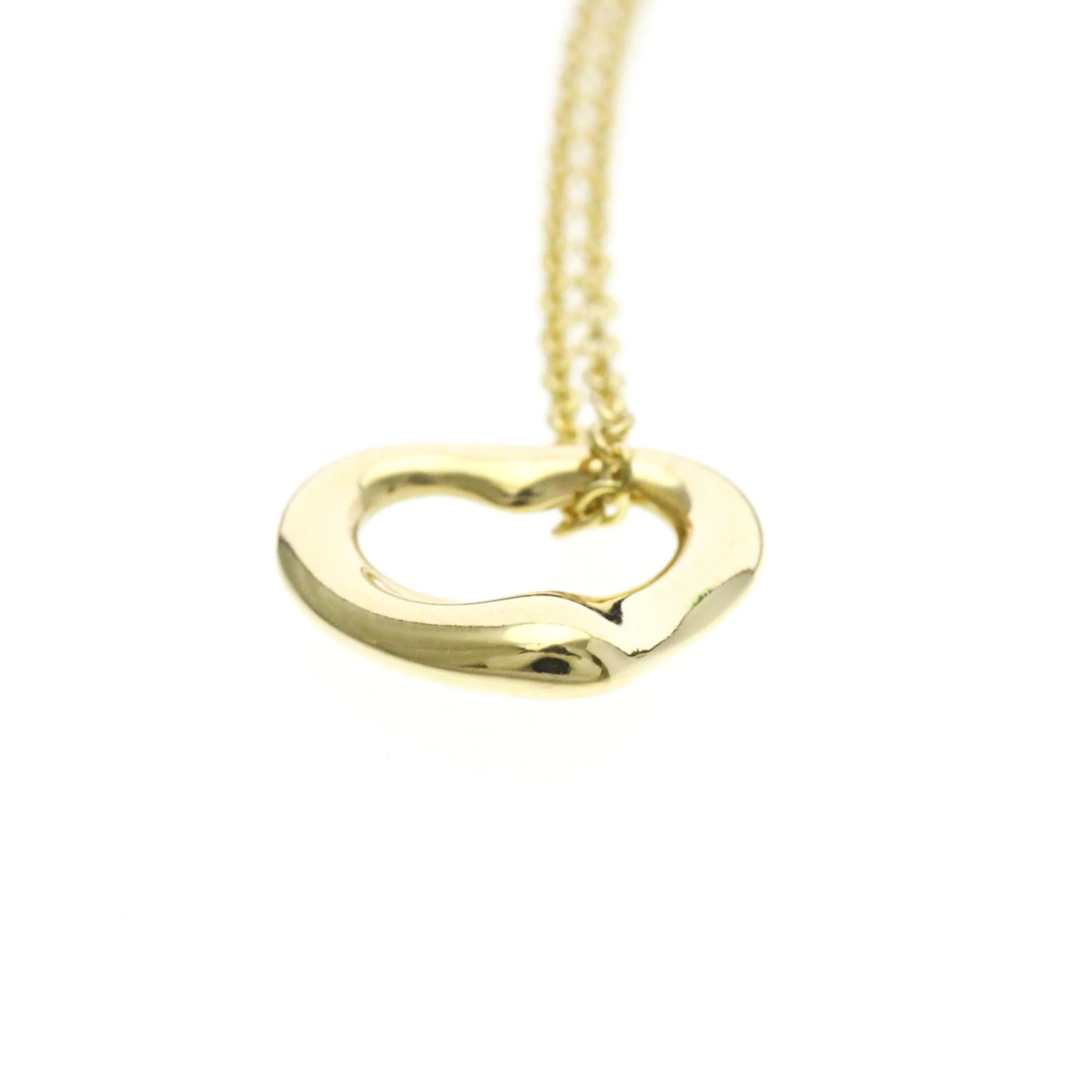 Open Heart Pendant Necklace 18K Yellow Gold 10.8mm - Image 4