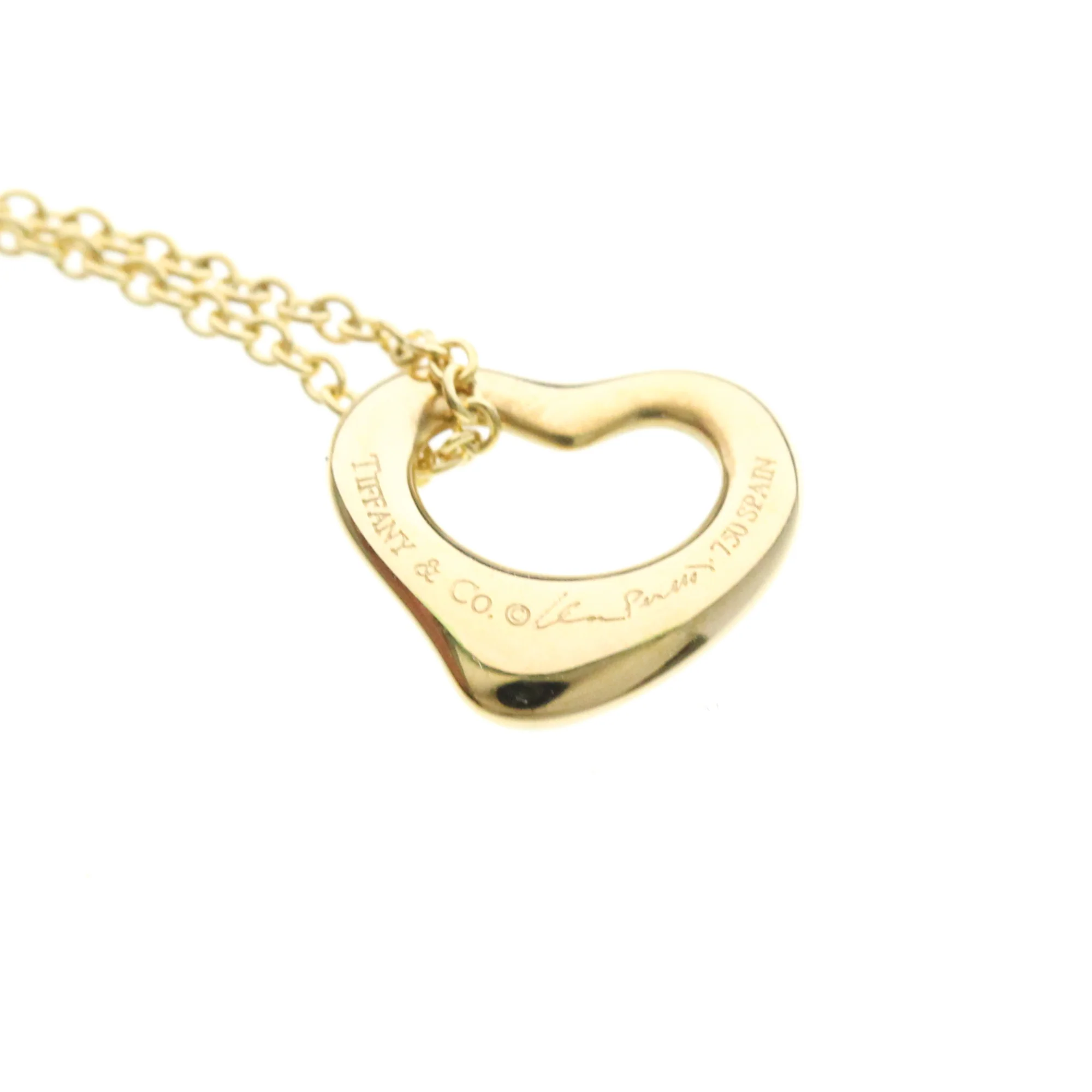 Open Heart Pendant Necklace 18K Yellow Gold 10.8mm - Image 7