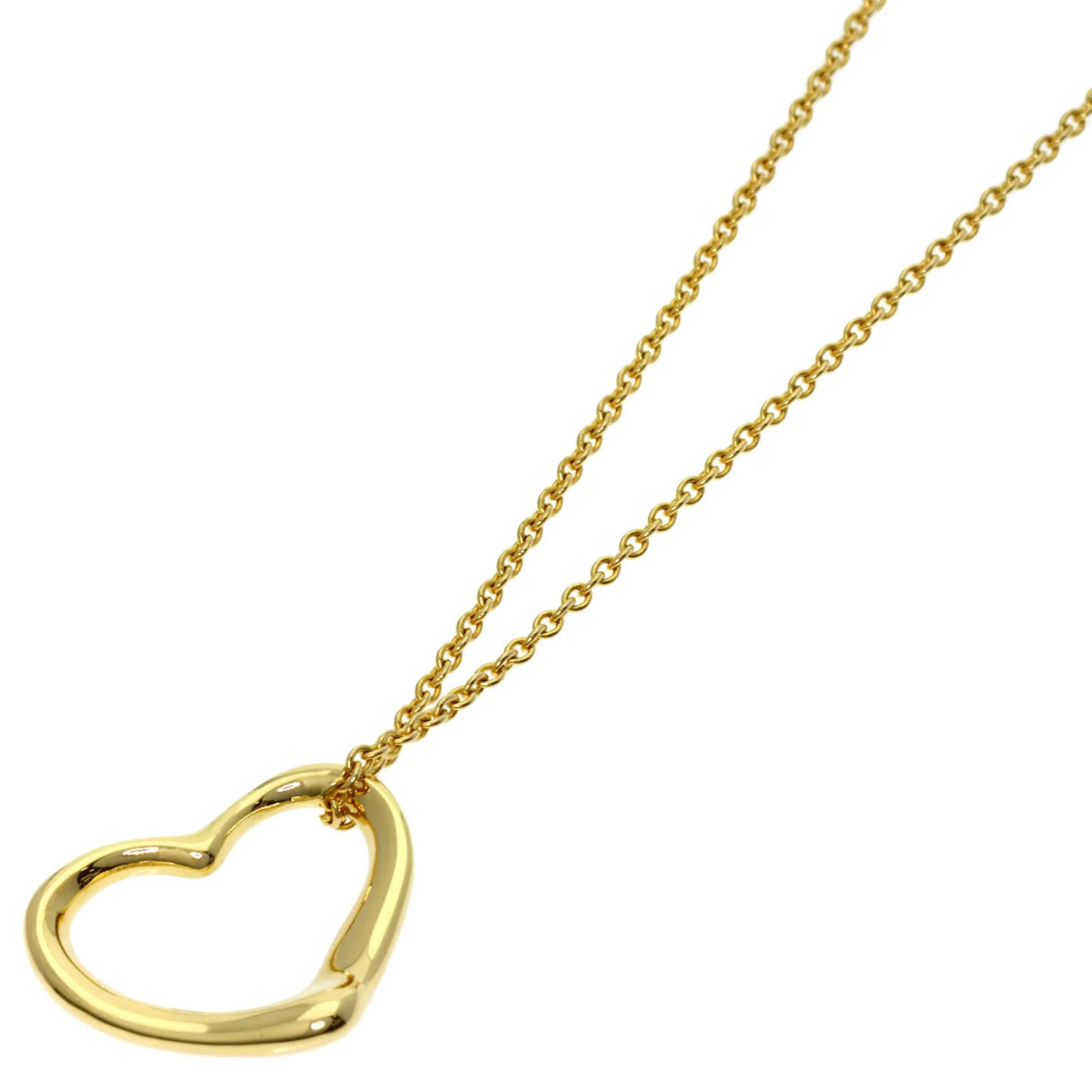 Open Heart Pendant Necklace 18K Yellow Gold 11.9mm