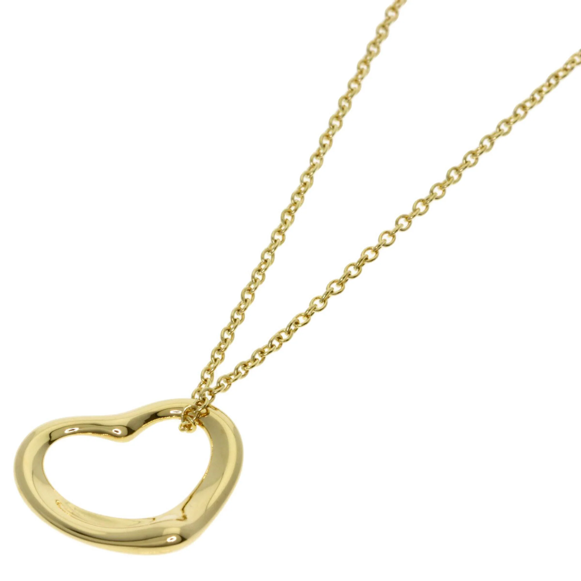 Open Heart Pendant Necklace 18K Yellow Gold 12.4mm