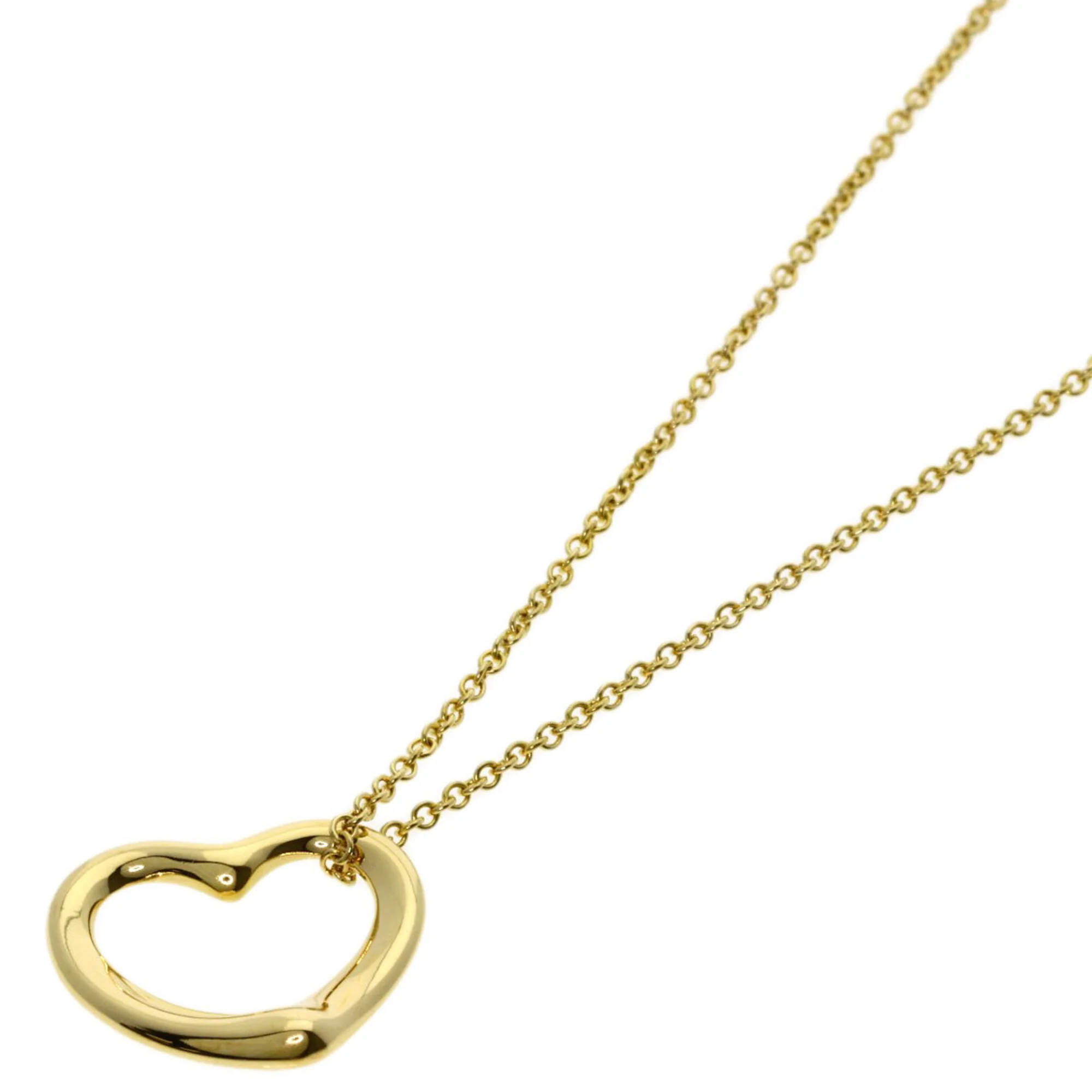 Open Heart Pendant Necklace 18K Yellow Gold 12.7mm