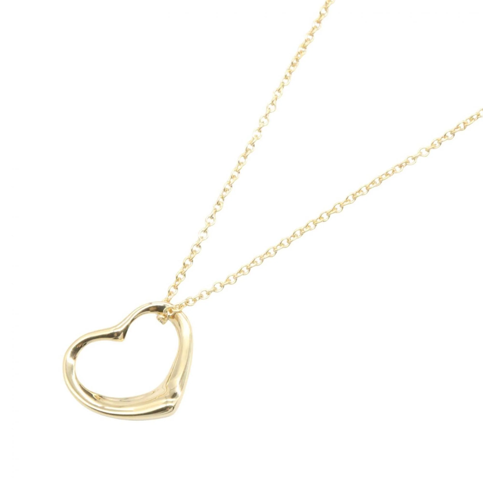 Open Heart Pendant Necklace 18K Yellow Gold 12mm