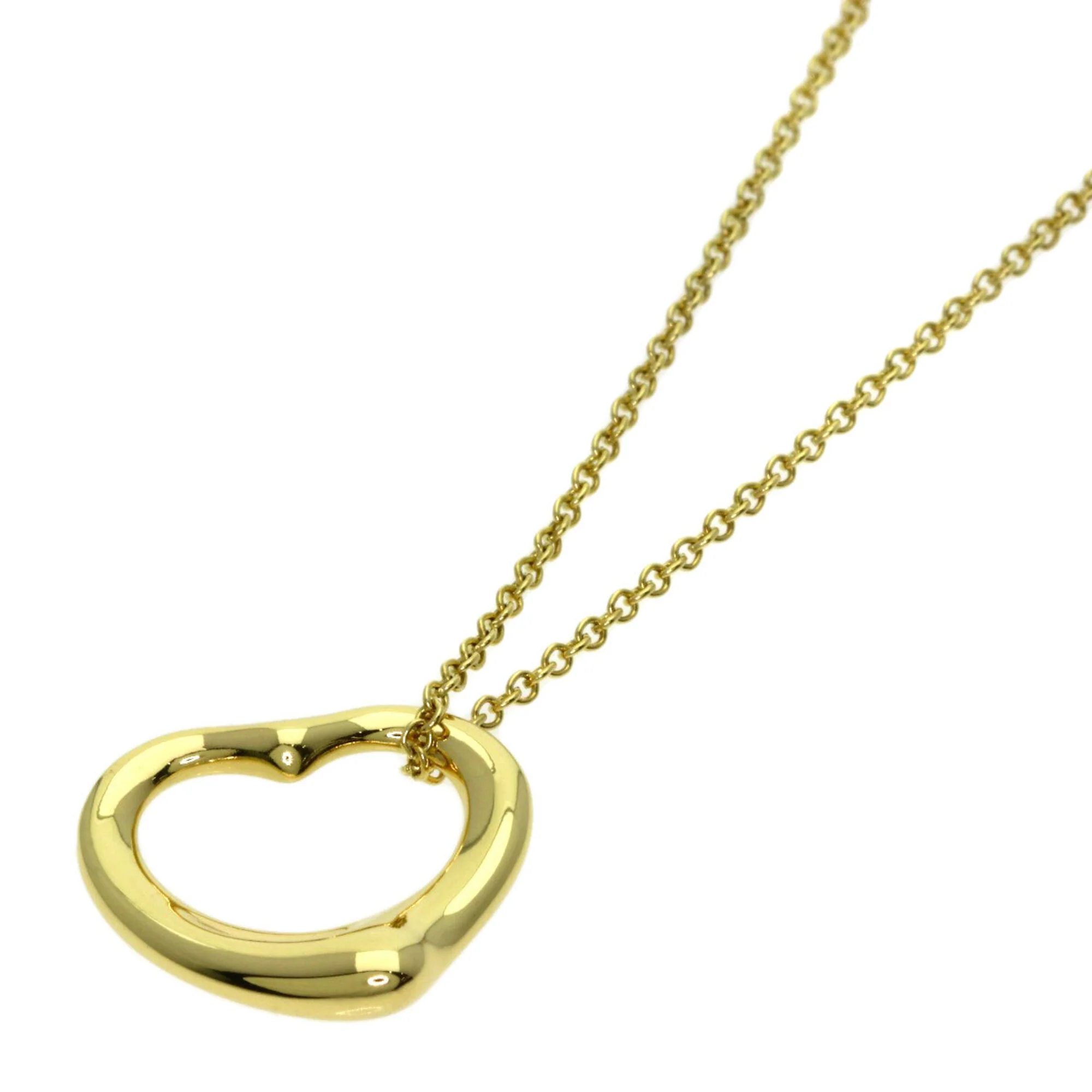 Open Heart Pendant Necklace 18K Yellow Gold 13.5mm