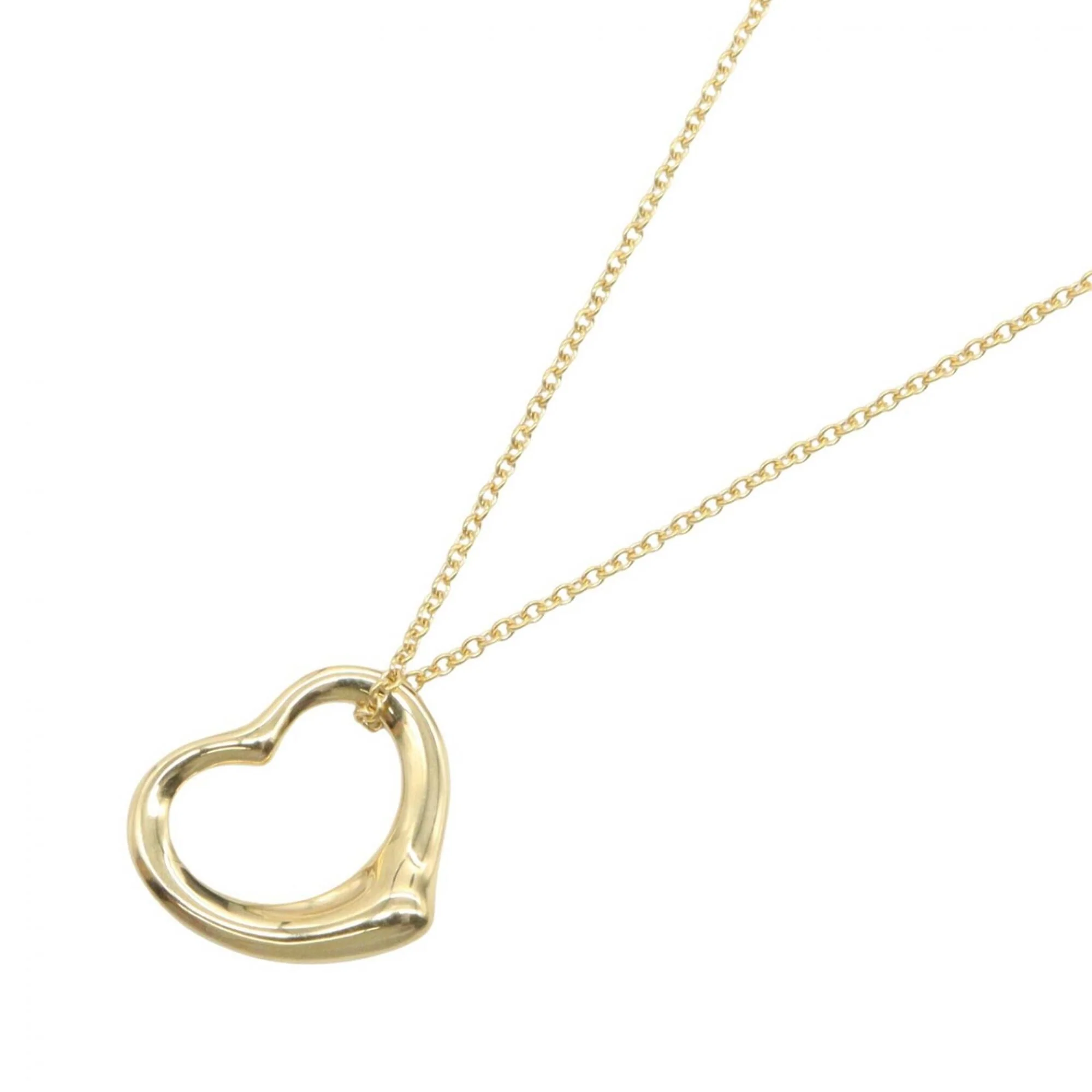 Open Heart Pendant Necklace 18K Yellow Gold 13mm