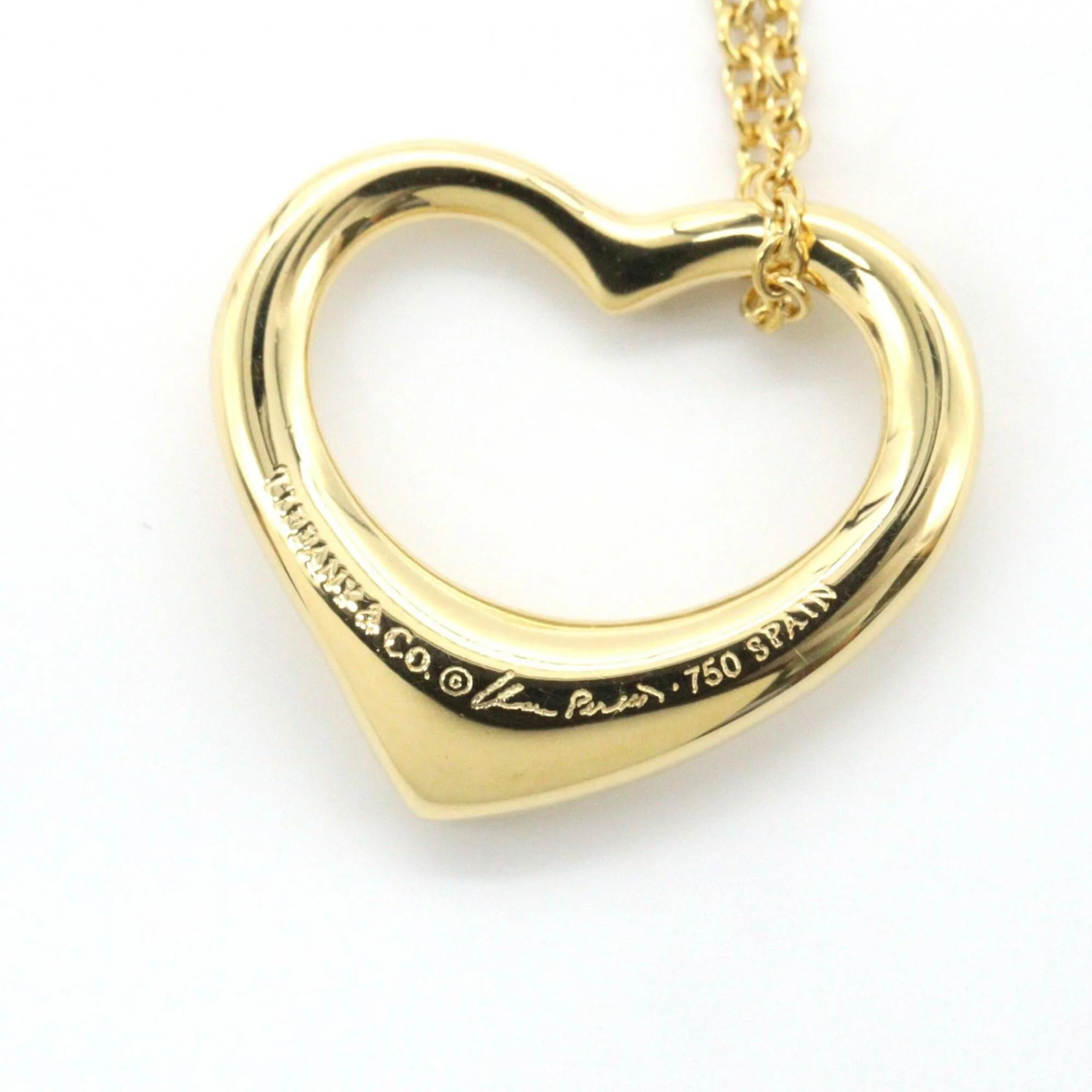 Open Heart Pendant Necklace 18K Yellow Gold 13mm - Image 5