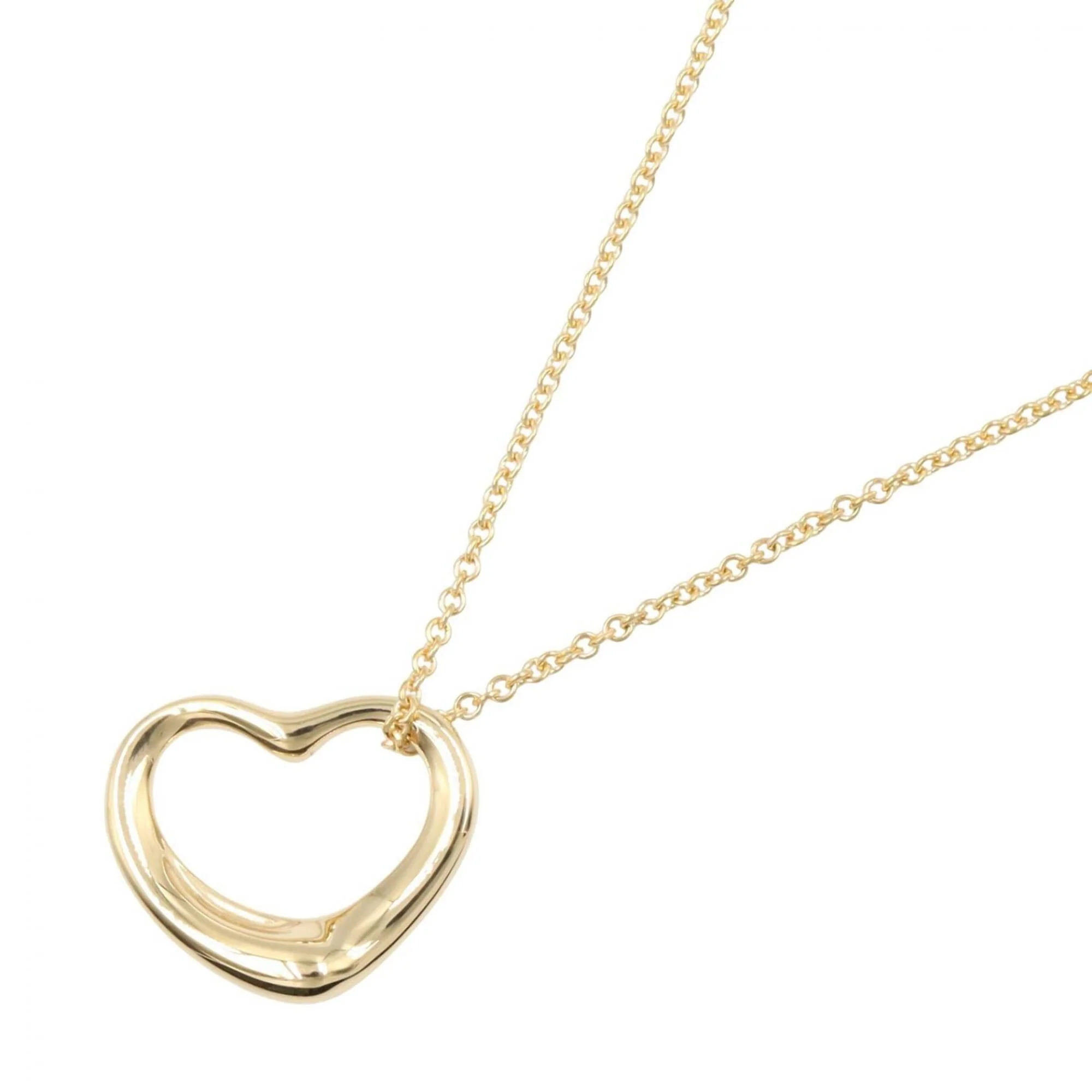 Open Heart Pendant Necklace 18K Yellow Gold 13mm