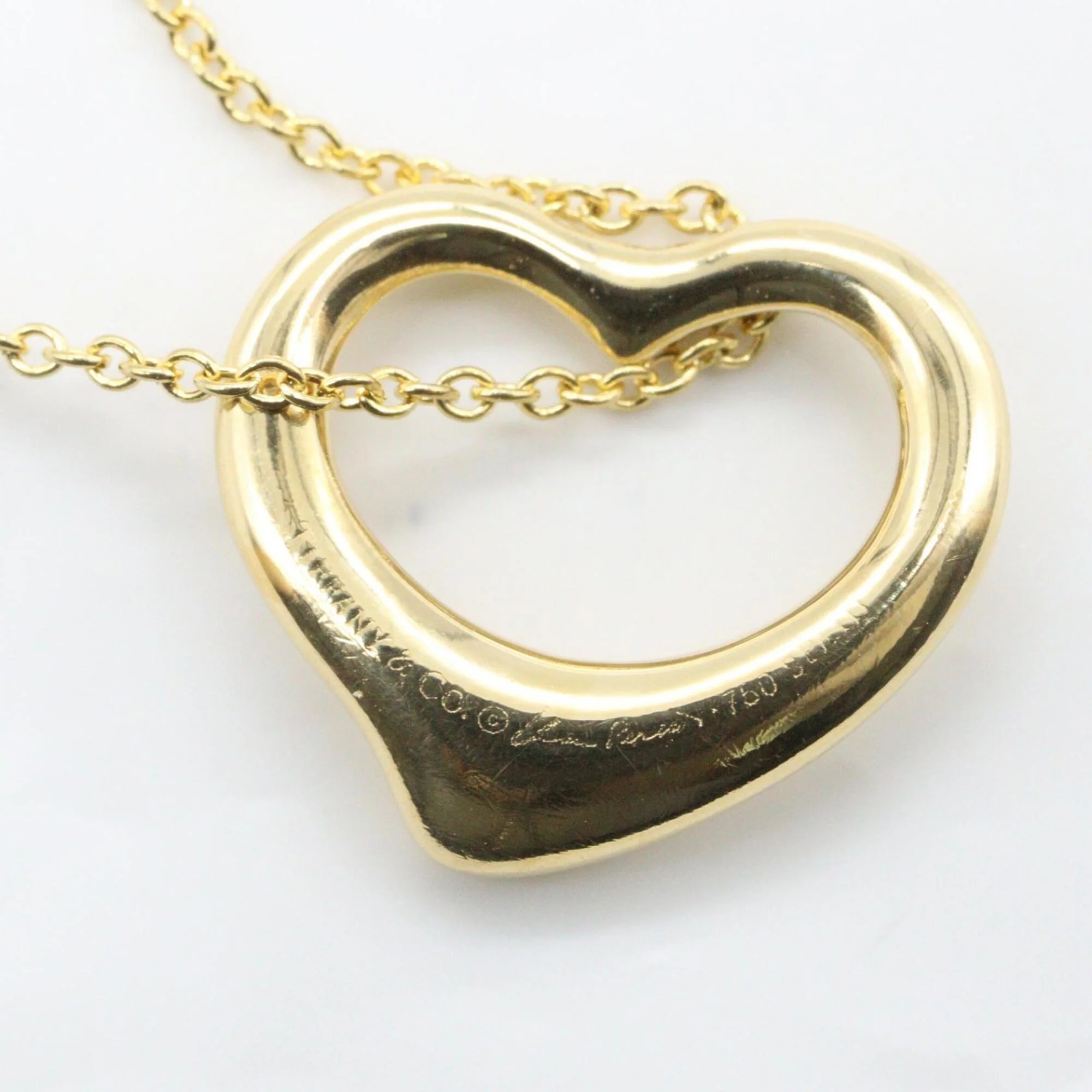 Open Heart Pendant Necklace 18K Yellow Gold 13mm - Image 5