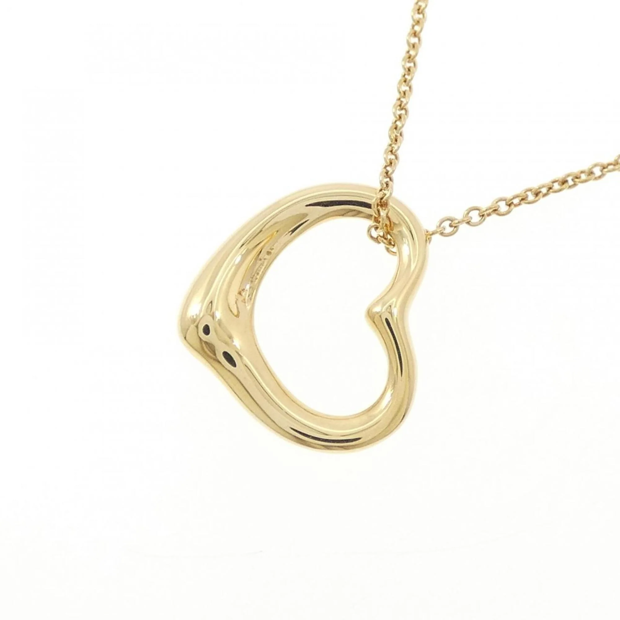 Open Heart Pendant Necklace 18K Yellow Gold 14.3mm - Image 3