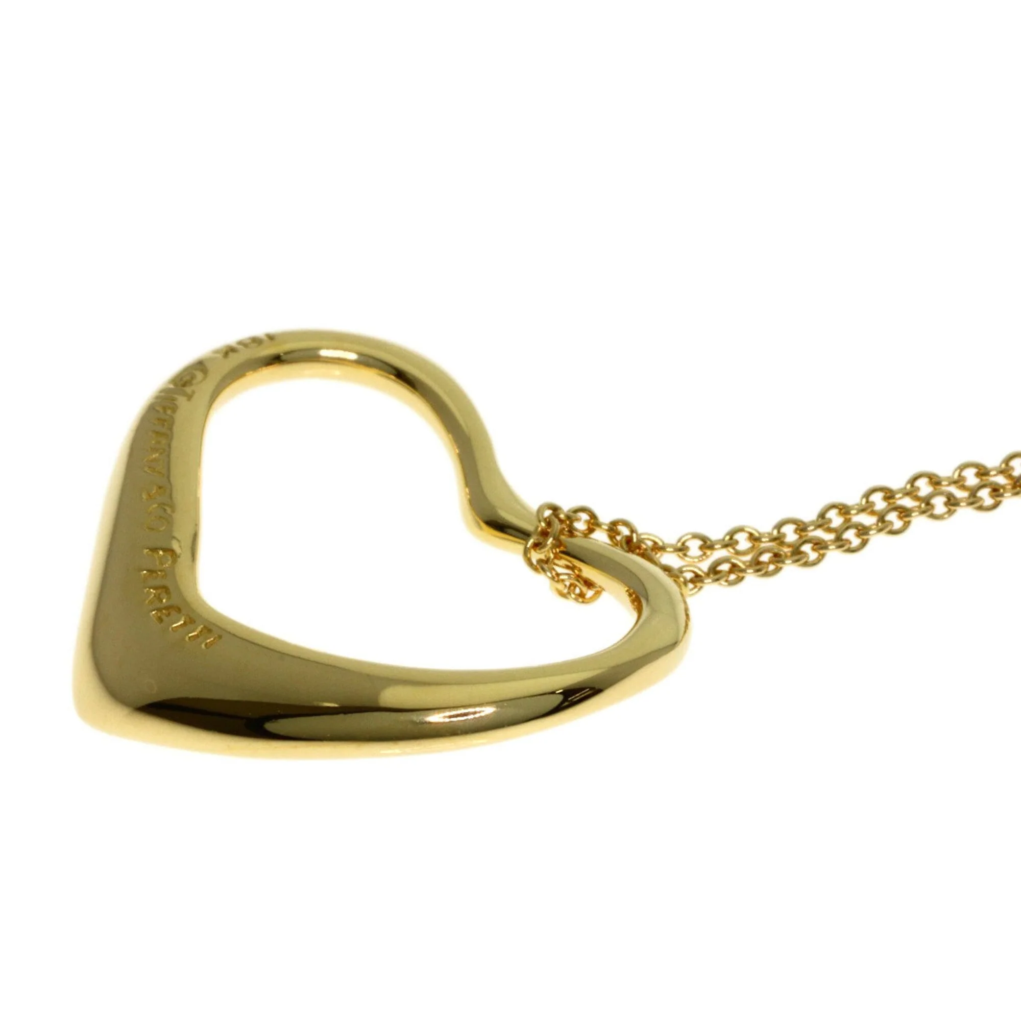 Open Heart Pendant Necklace 18K Yellow Gold - Image 6