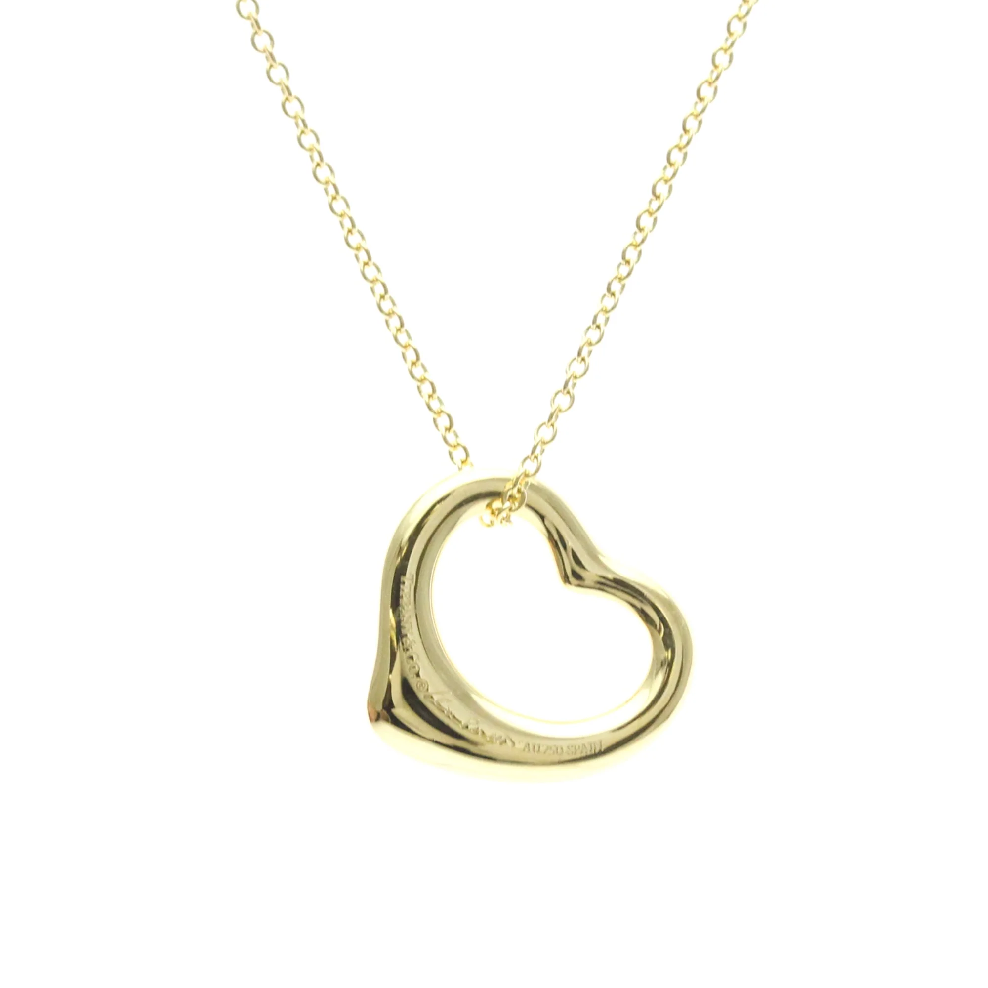 Open Heart Pendant Necklace 18K Yellow Gold 14.6mm - Image 2