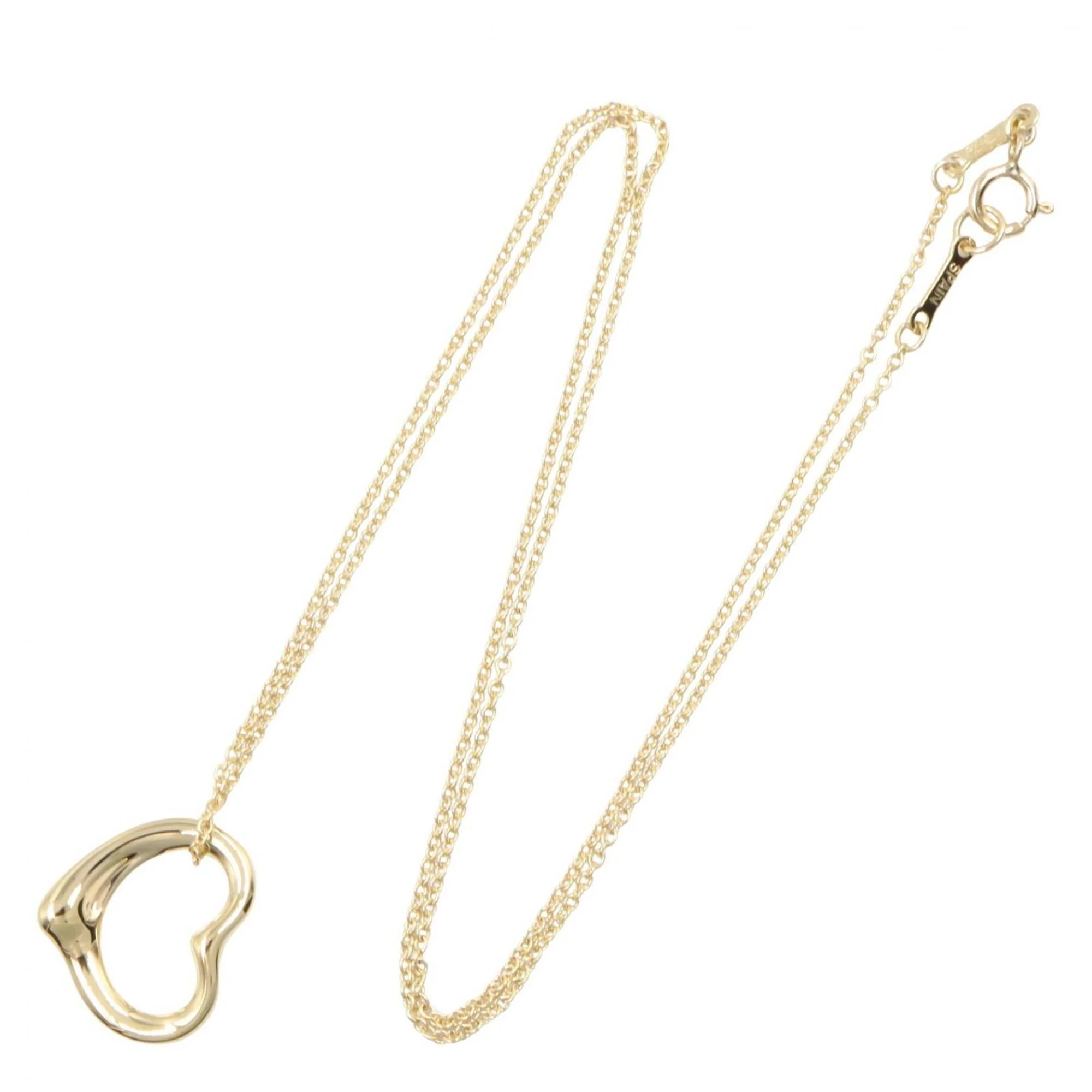 Open Heart Pendant Necklace 18K Yellow Gold 14mm - Image 2