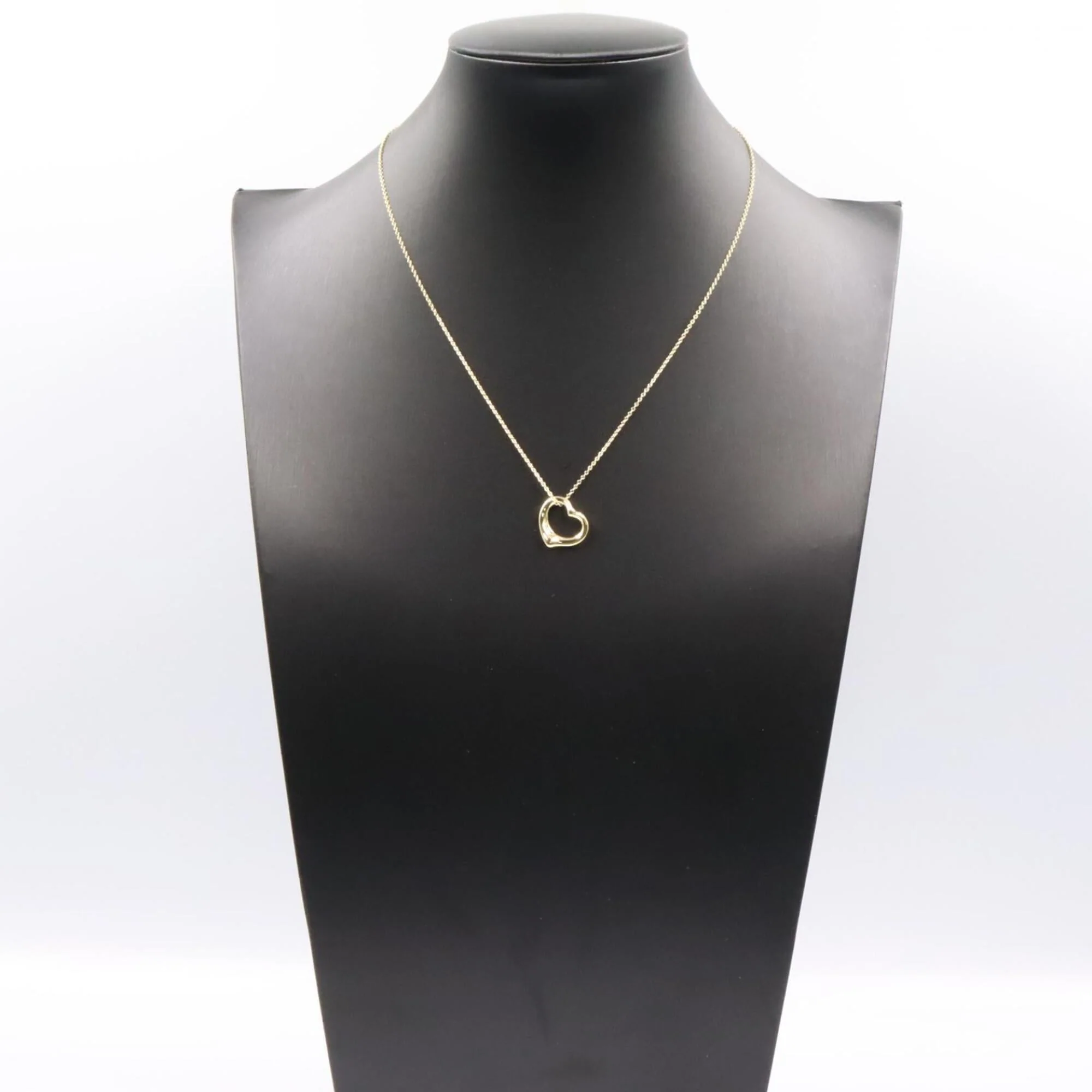 Open Heart Pendant Necklace 18K Yellow Gold 14mm - Image 7