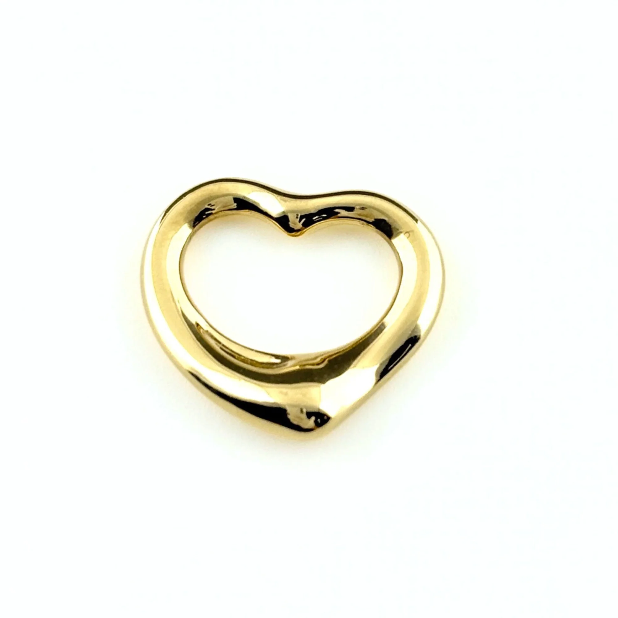 Open Heart Pendant Necklace 18K Yellow Gold 14mm