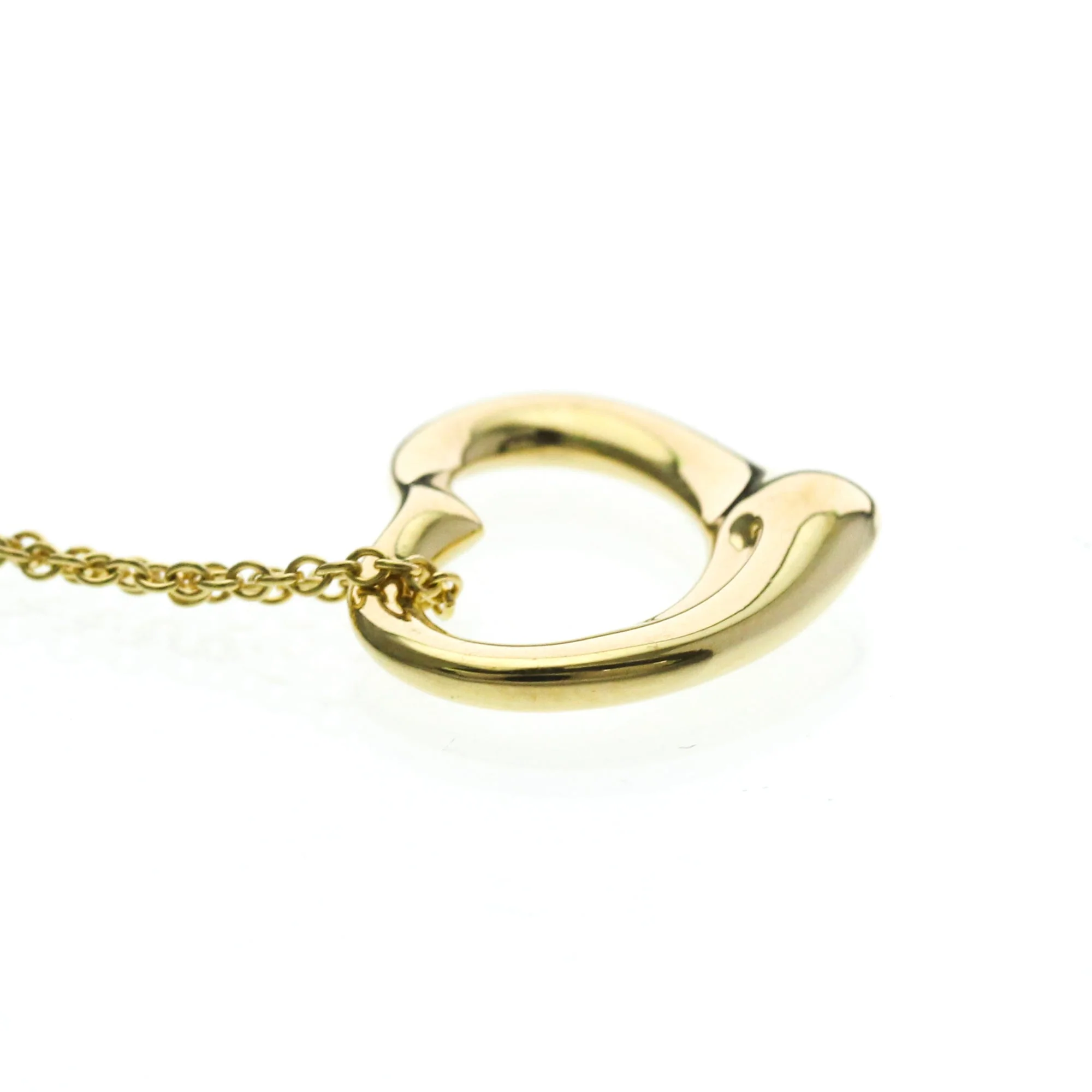 Open Heart Pendant Necklace 18K Yellow Gold 15.5mm - Image 5