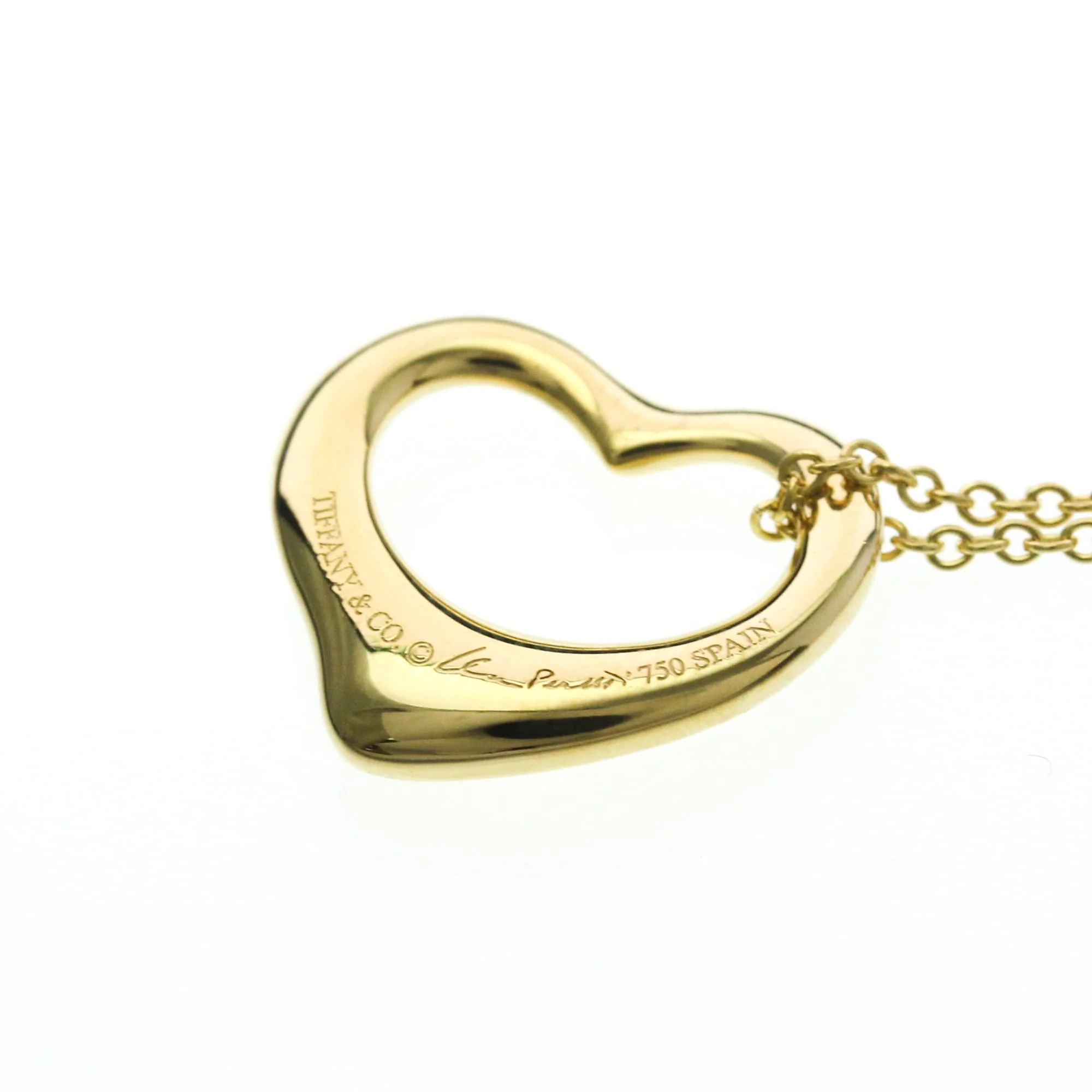 Open Heart Pendant Necklace 18K Yellow Gold 15.5mm - Image 7