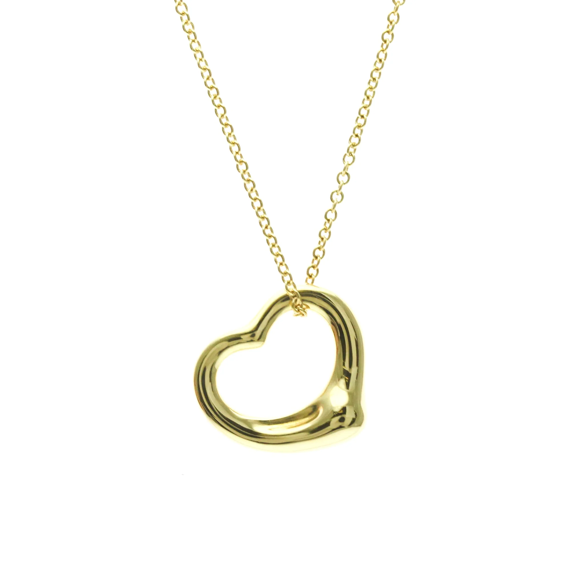 Open Heart Pendant Necklace 18K Yellow Gold 15.8mm