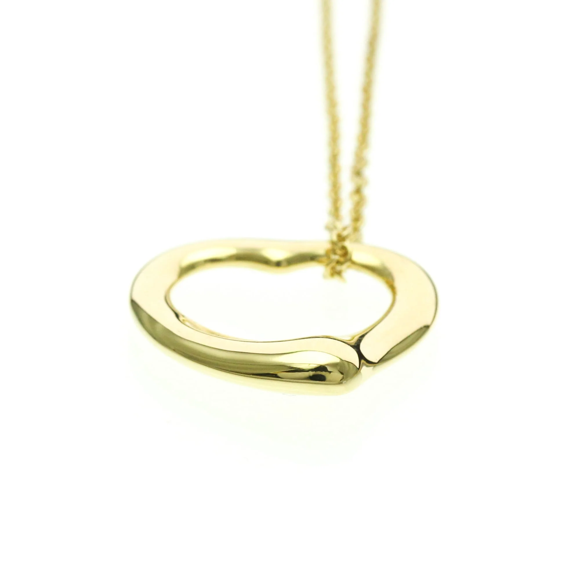 Open Heart Pendant Necklace 18K Yellow Gold 15.8mm - Image 4