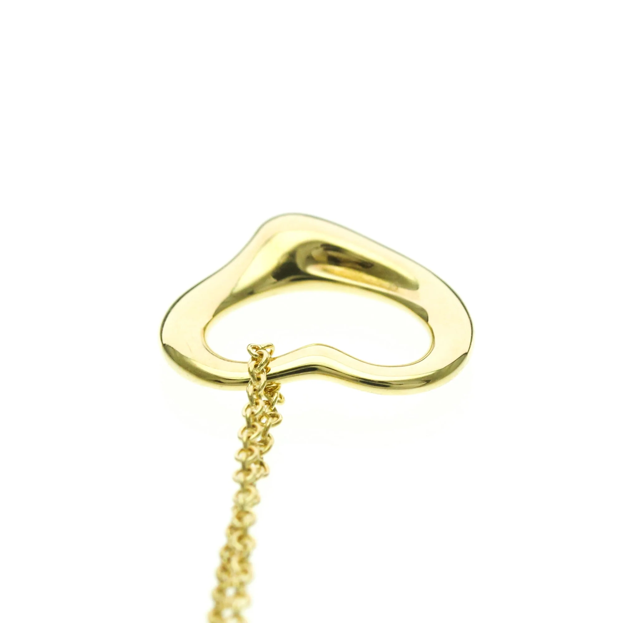 Open Heart Pendant Necklace 18K Yellow Gold 15.8mm - Image 6