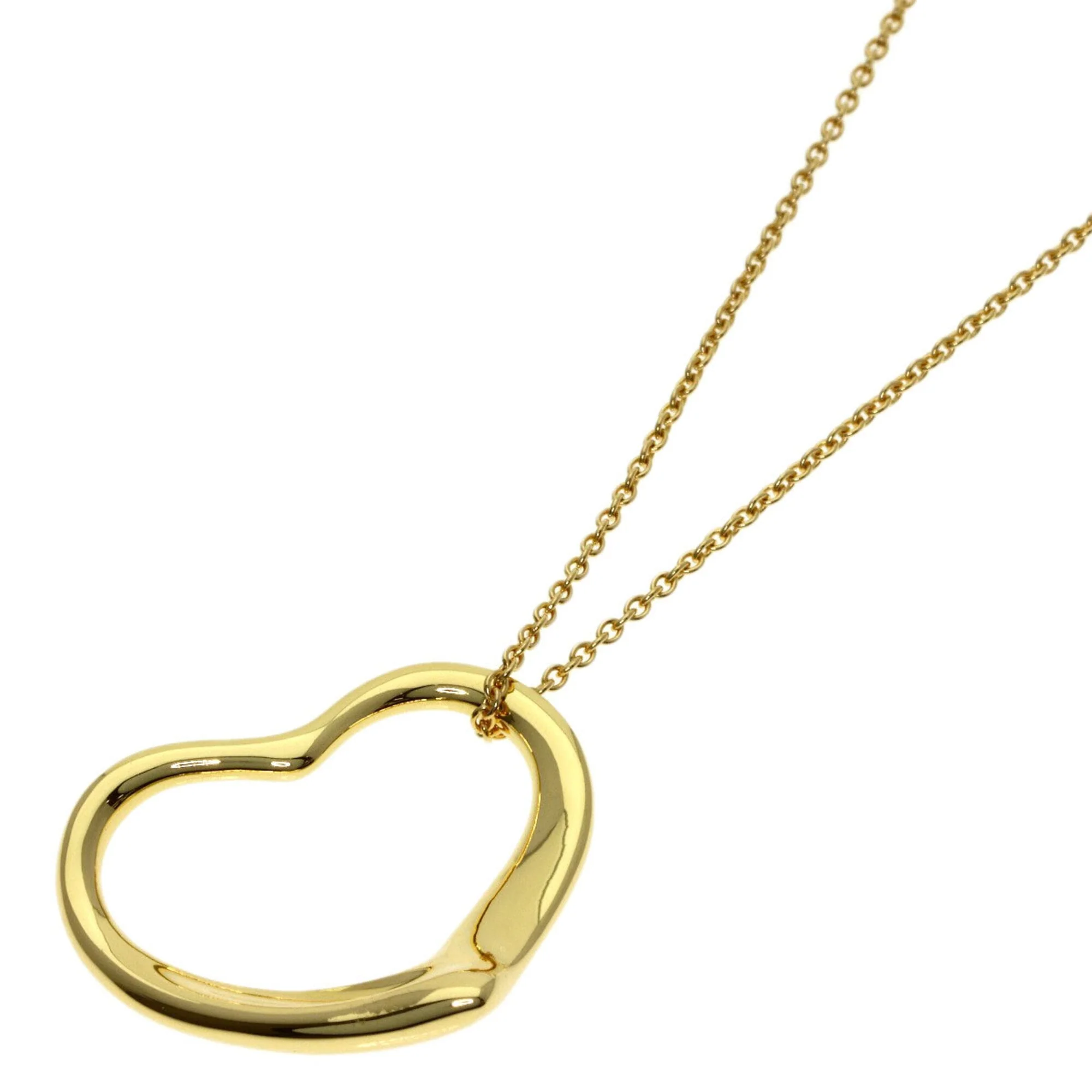 Open Heart Pendant Necklace 18K Yellow Gold 17.8mm