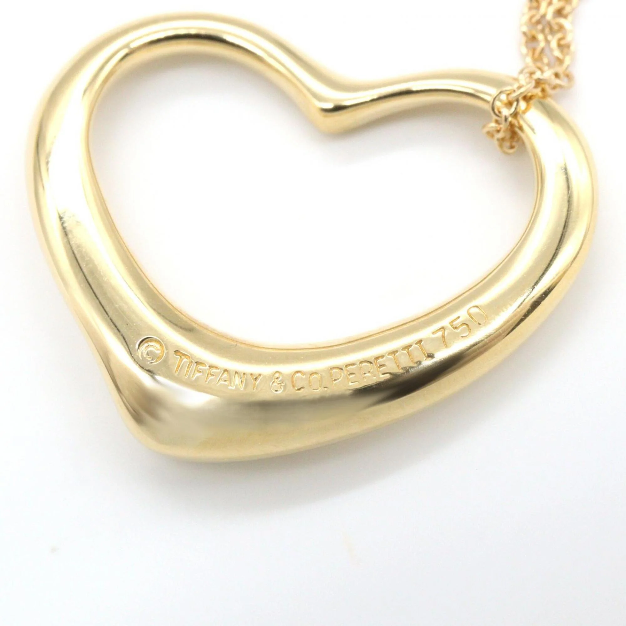 Open Heart Pendant Necklace 18K Yellow Gold 17mm - Image 4