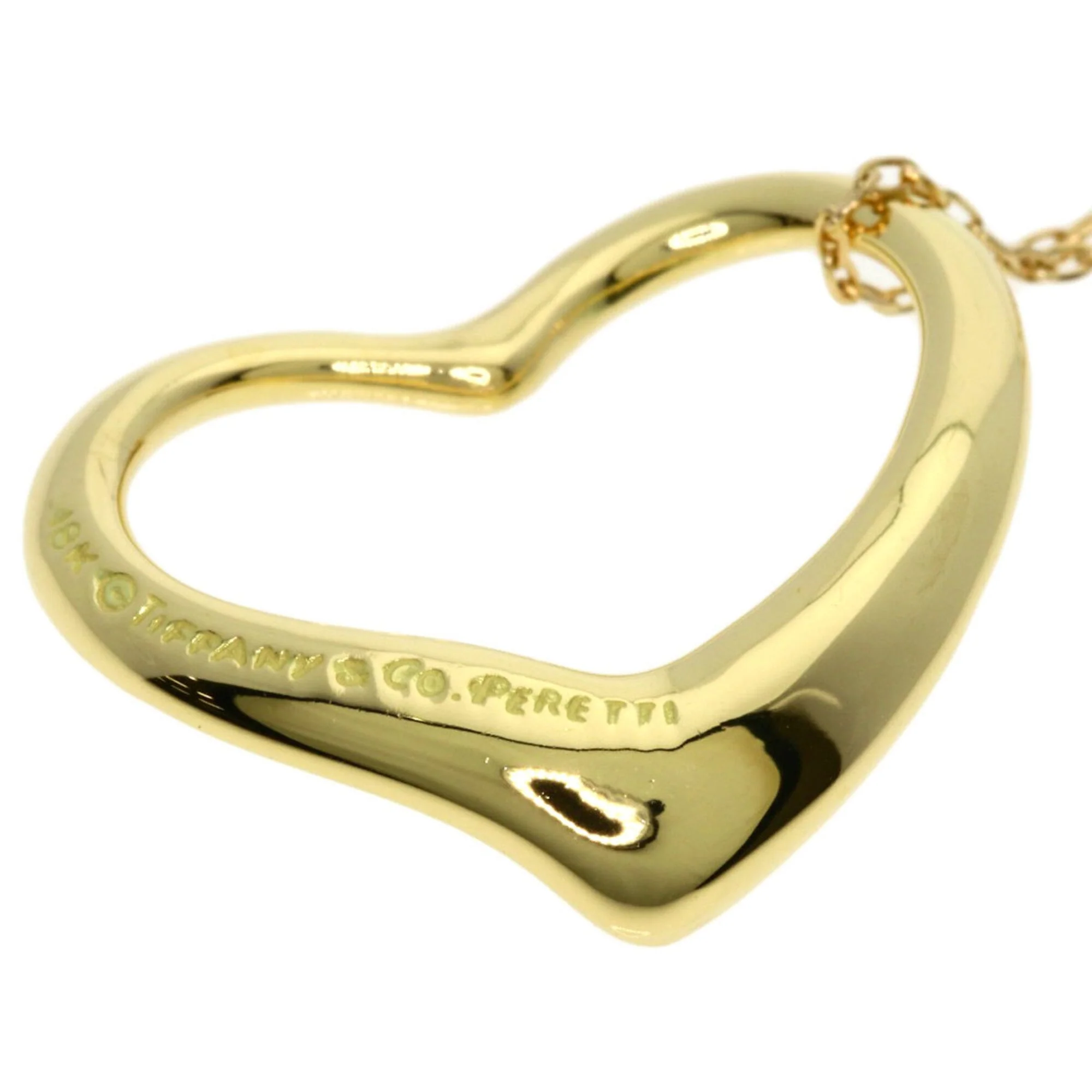Open Heart Pendant Necklace 18K Yellow Gold 18.1mm - Image 6