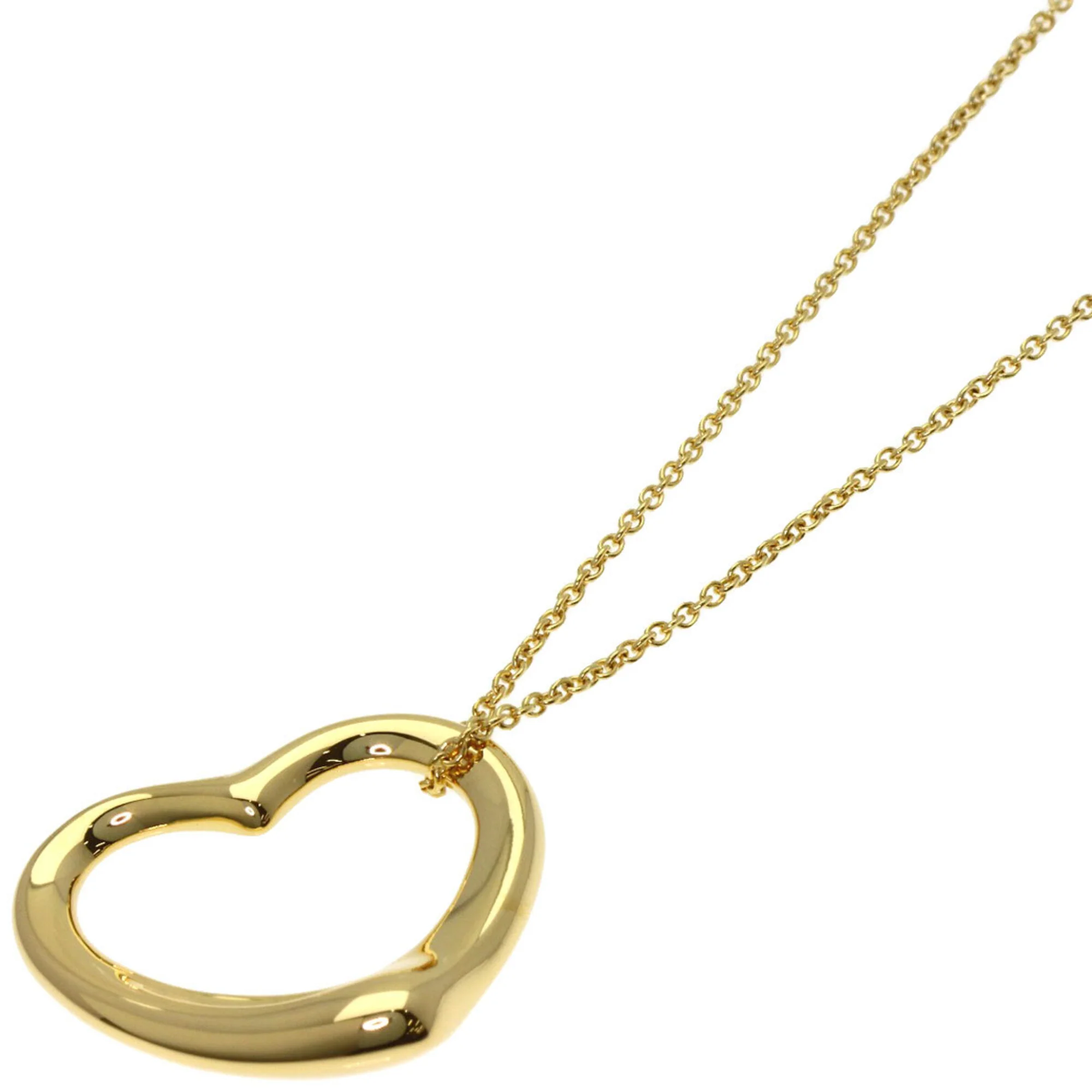 Open Heart Pendant Necklace 18K Yellow Gold 18.4mm