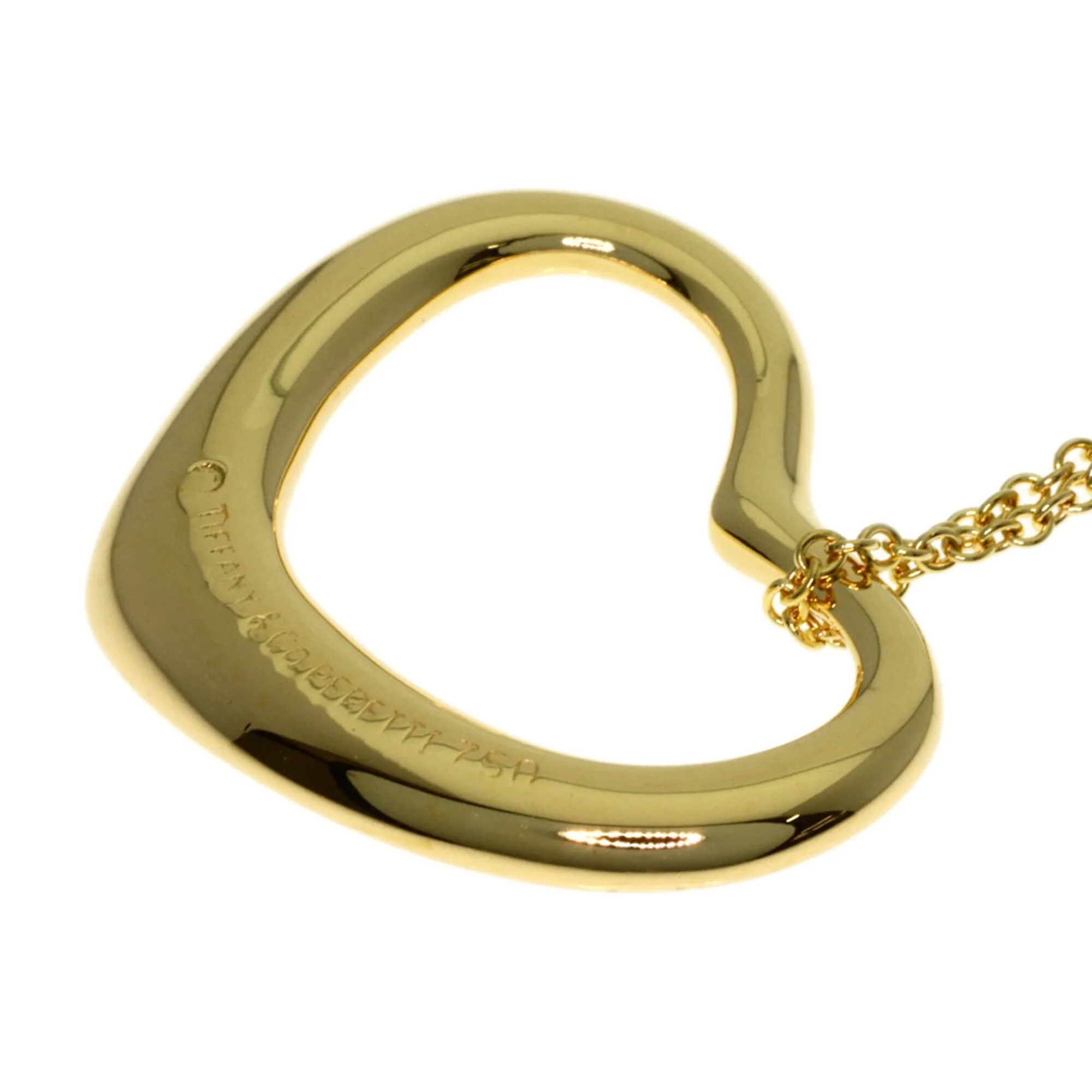 Open Heart Pendant Necklace 18K Yellow Gold 18.5mm - Image 6