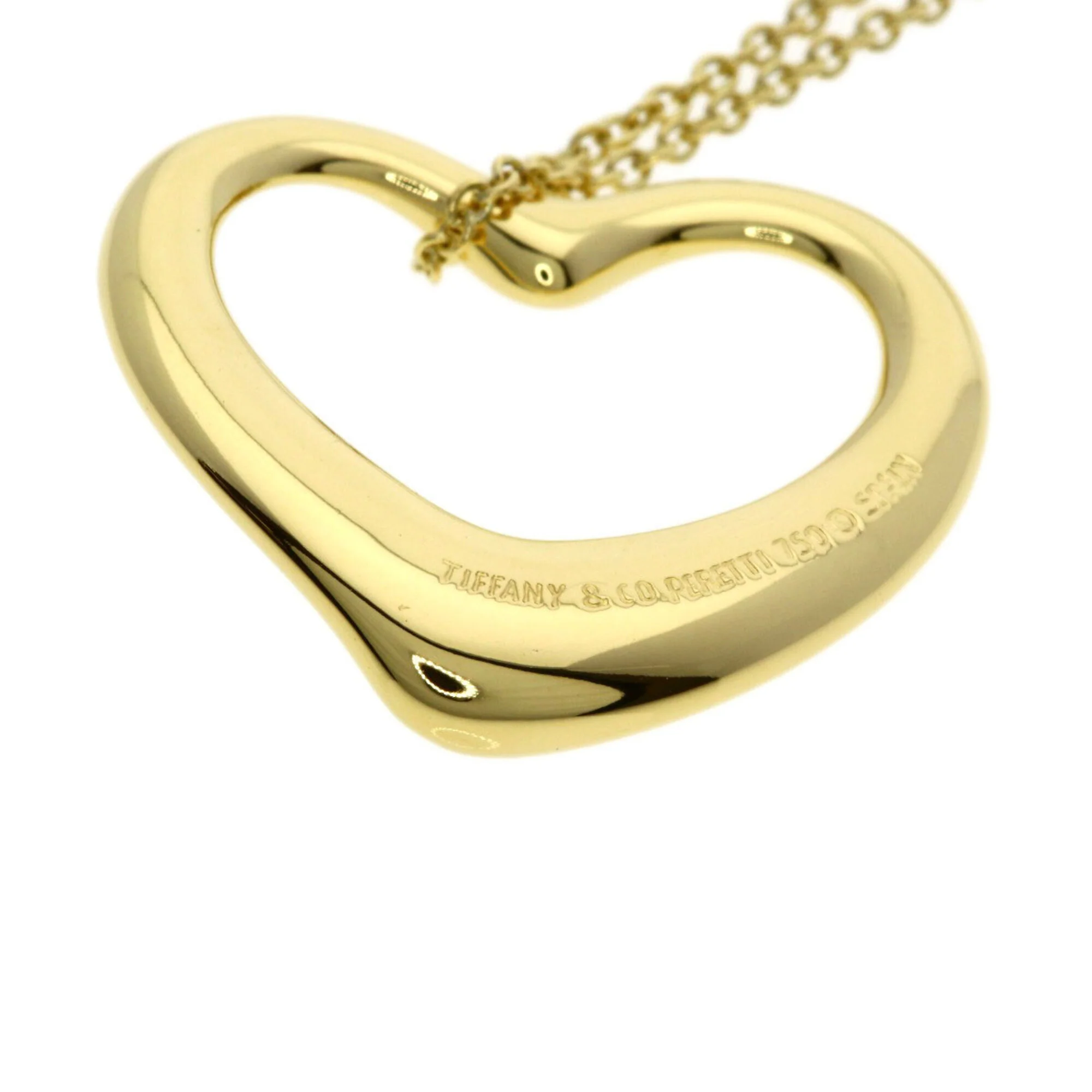 Open Heart Pendant Necklace 18K Yellow Gold 18.8mm - Image 5