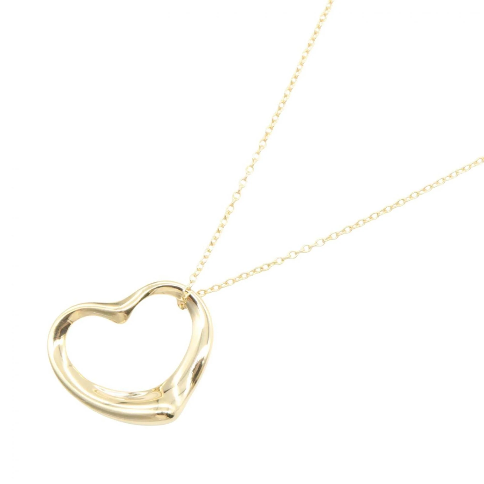 Open Heart Pendant Necklace 18K Yellow Gold 18mm