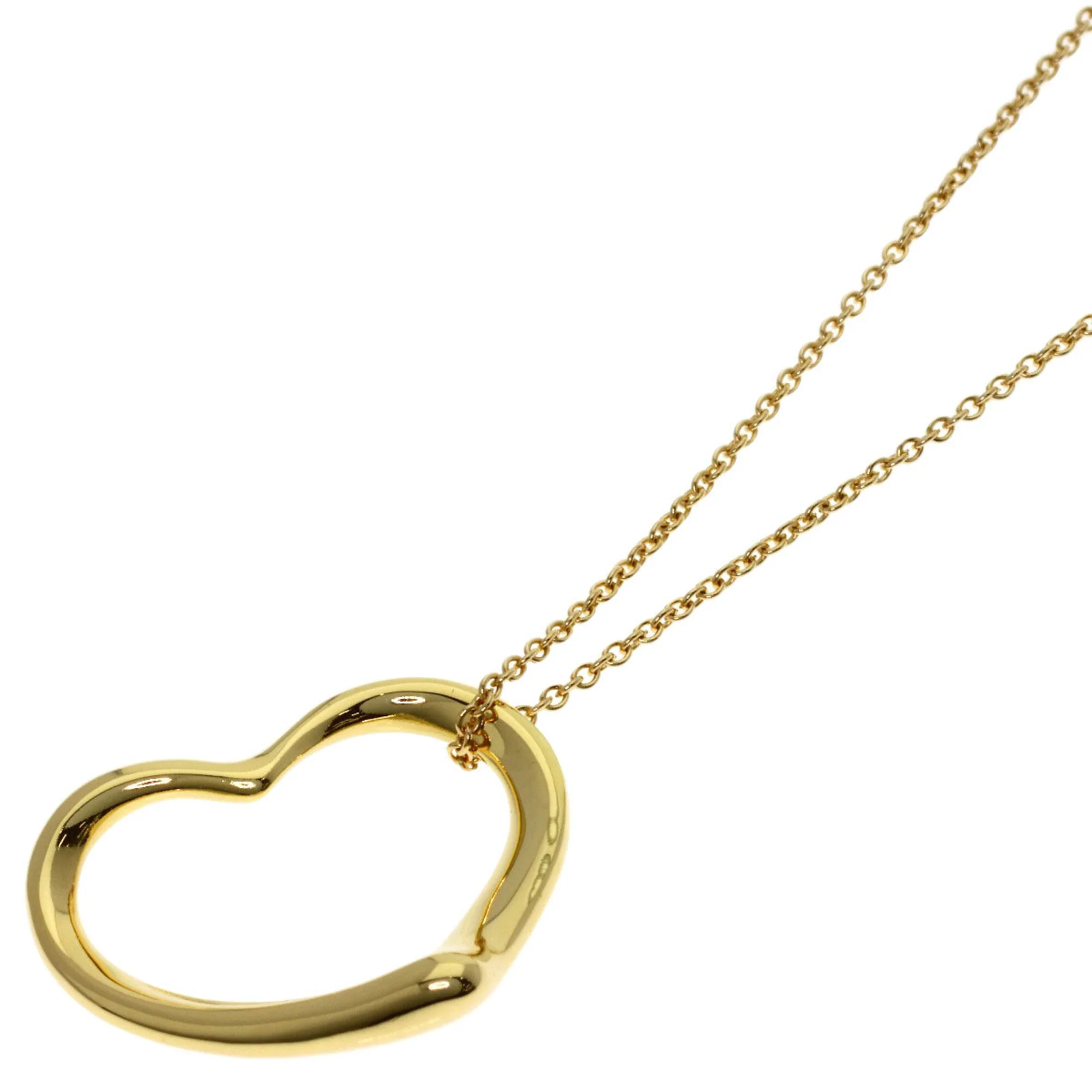 Open Heart Pendant Necklace 18K Yellow Gold 18mm