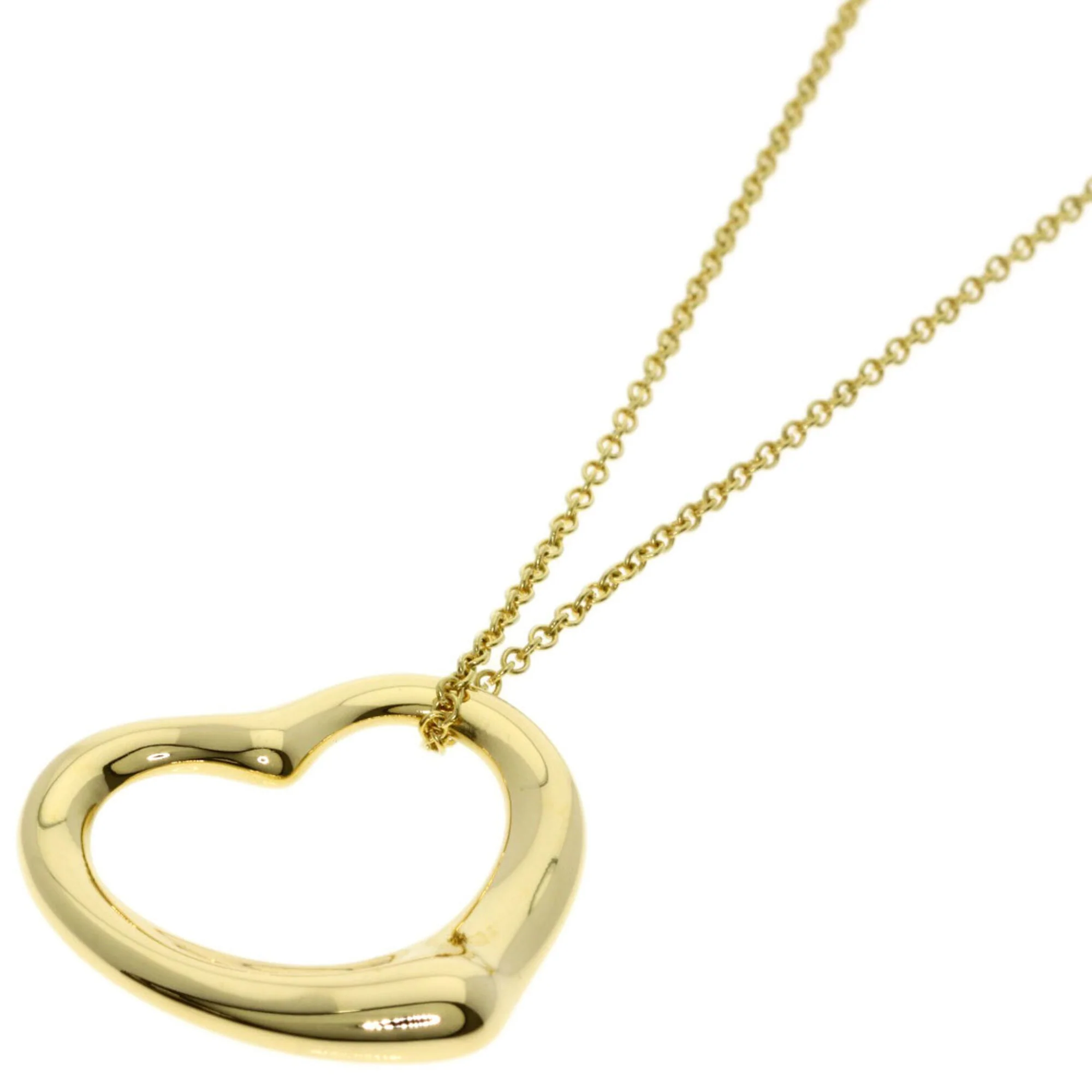 Open Heart Pendant Necklace 18K Yellow Gold 19.3mm