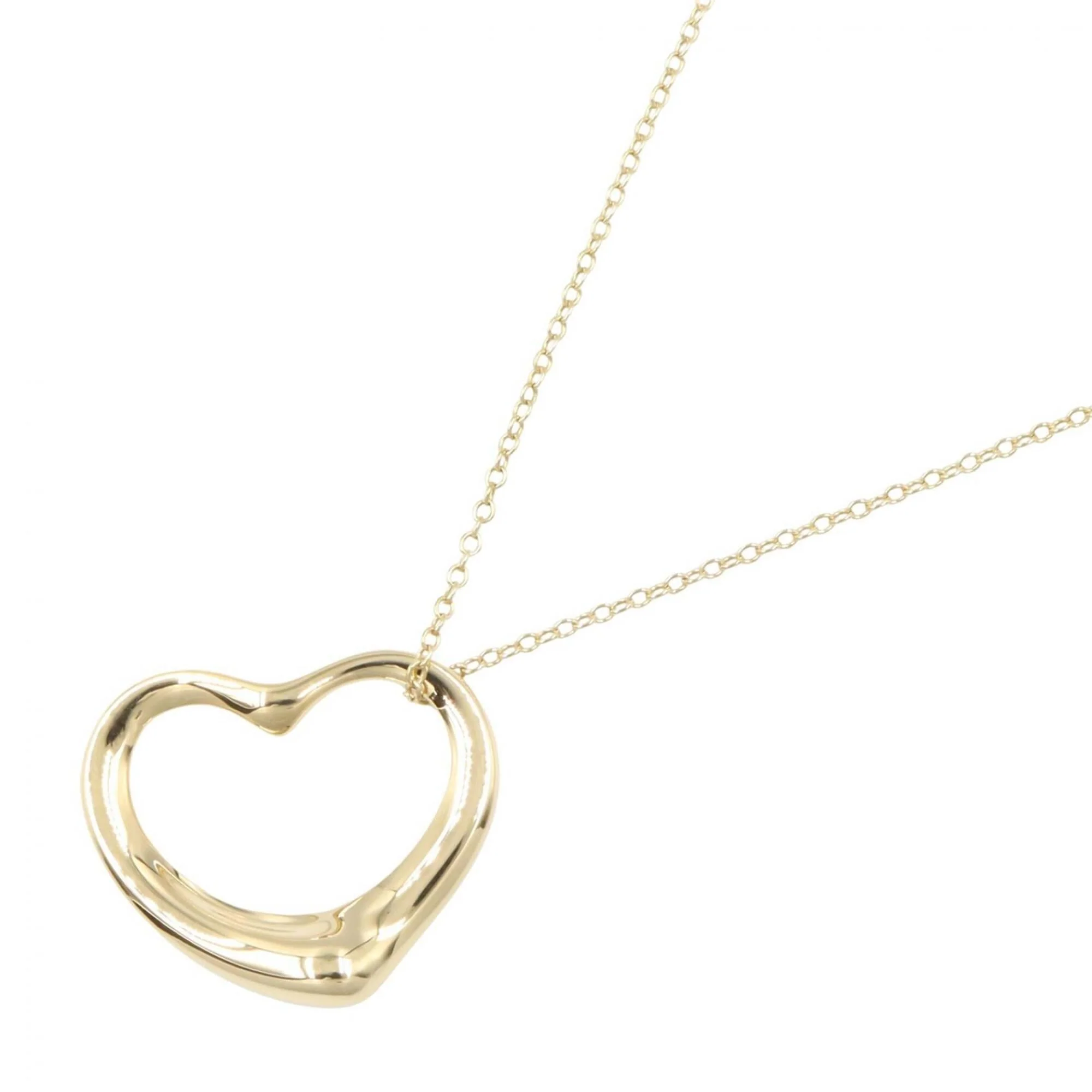 Open Heart Pendant Necklace 18K Yellow Gold 20mm