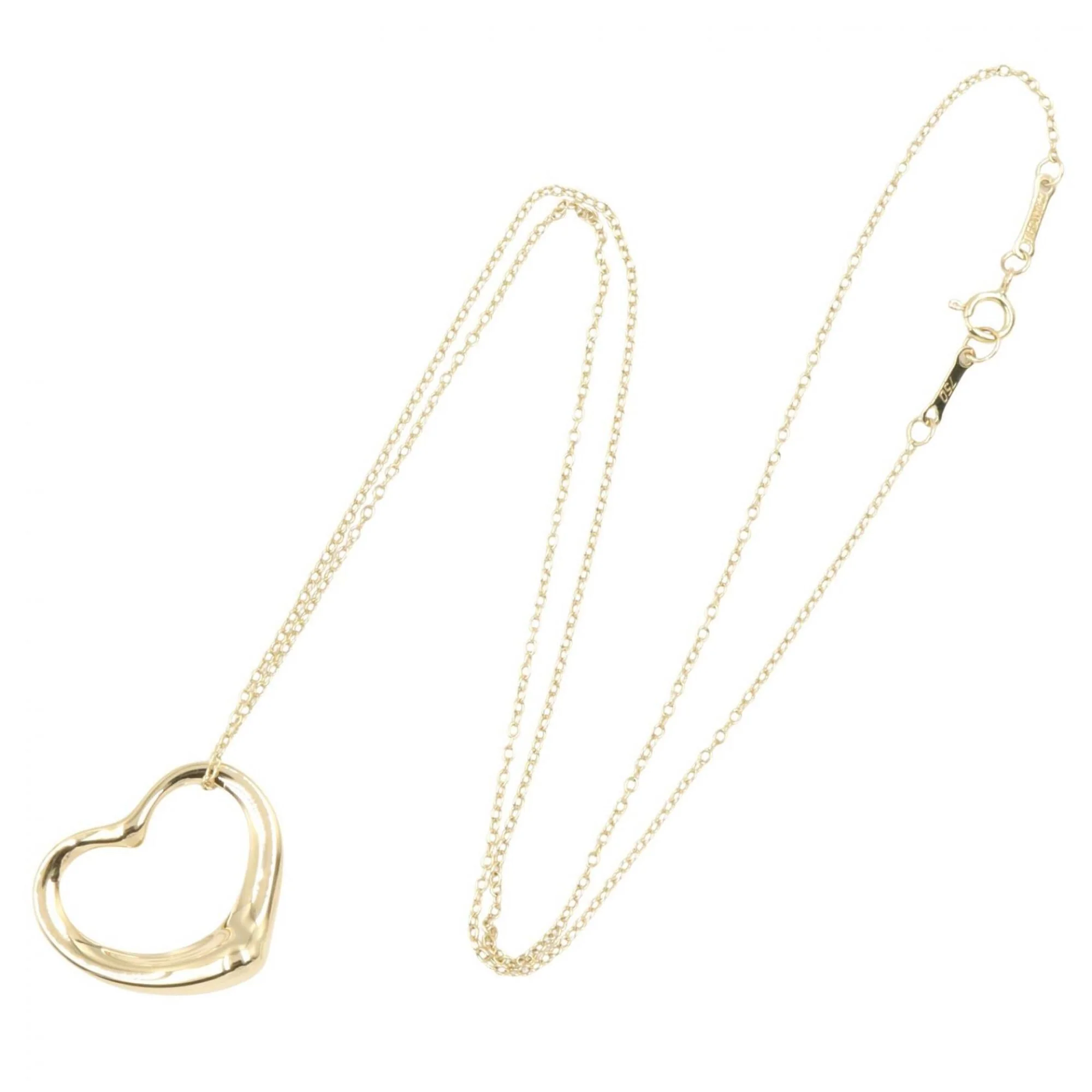 Open Heart Pendant Necklace 18K Yellow Gold 20mm - Image 2