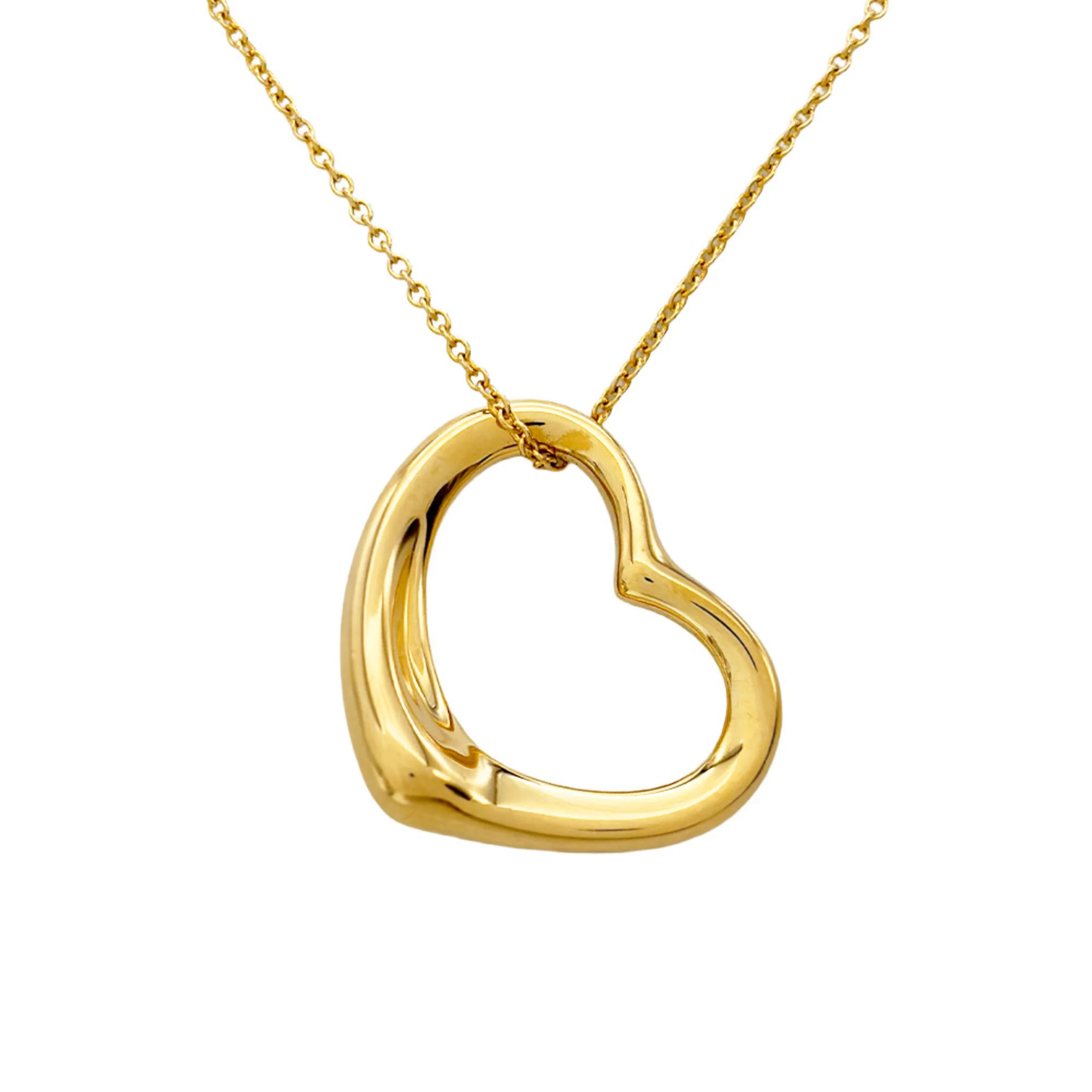 Open Heart Pendant Necklace 18K Yellow Gold 22mm