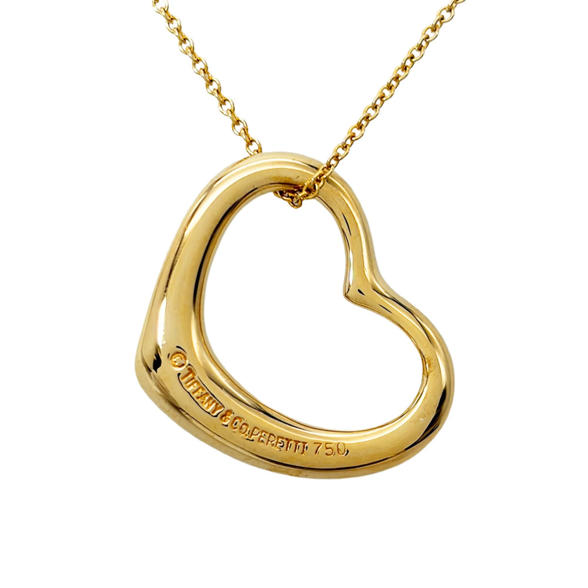 Open Heart Pendant Necklace 18K Yellow Gold 22mm - Image 2