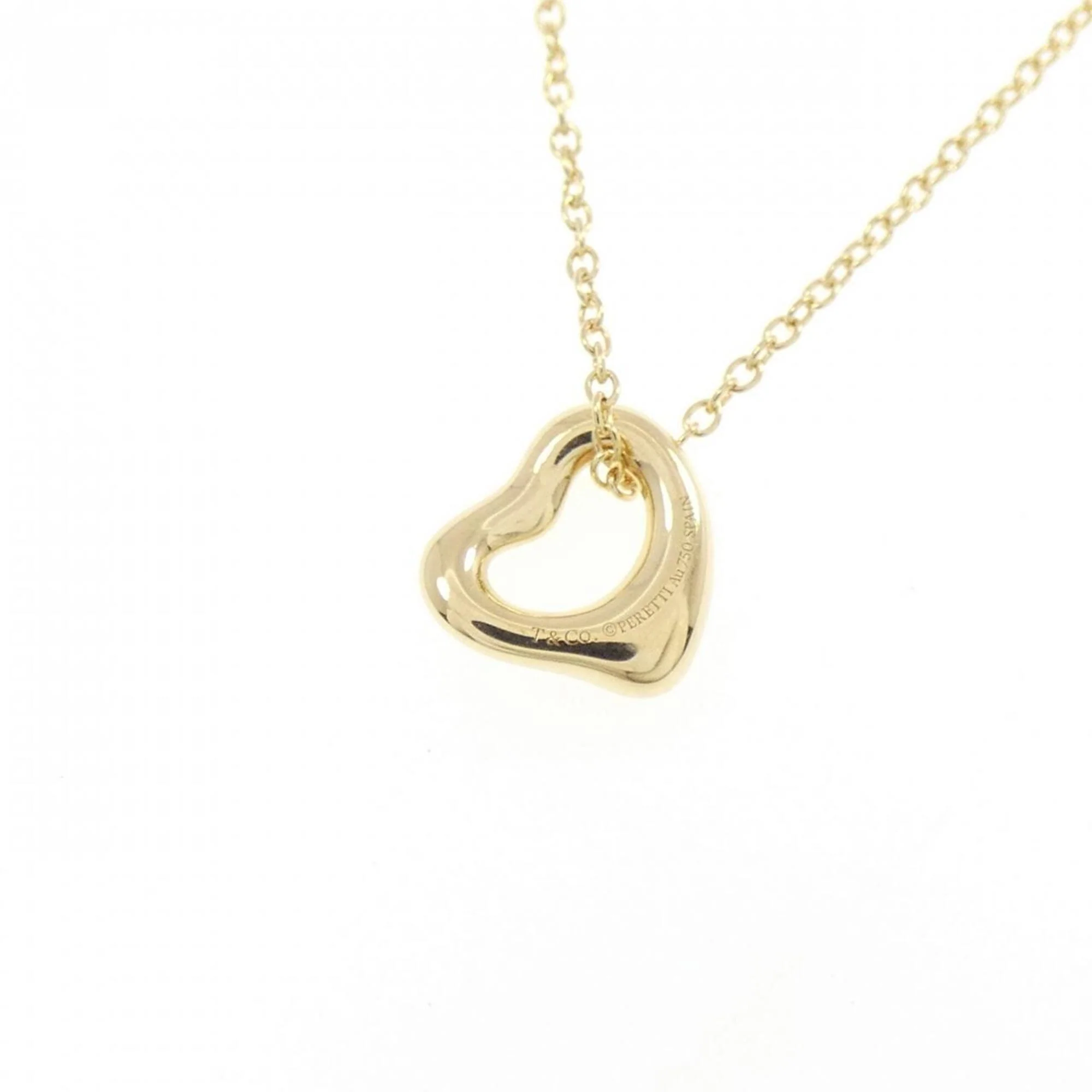 Open Heart Pendant Necklace 18K Yellow Gold 7mm - Image 4