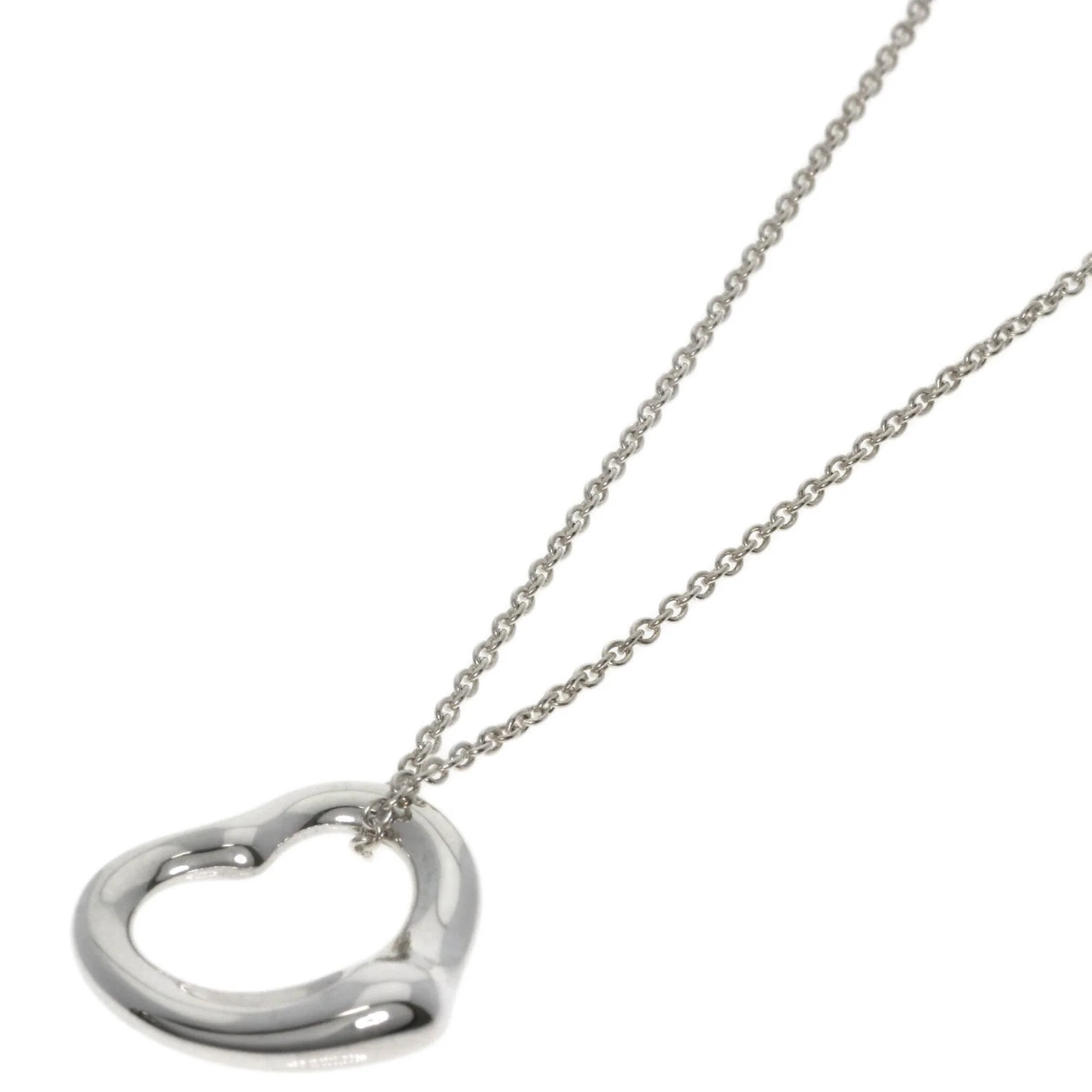 Open Heart Pendant Necklace Sterling Silver 14.3mm