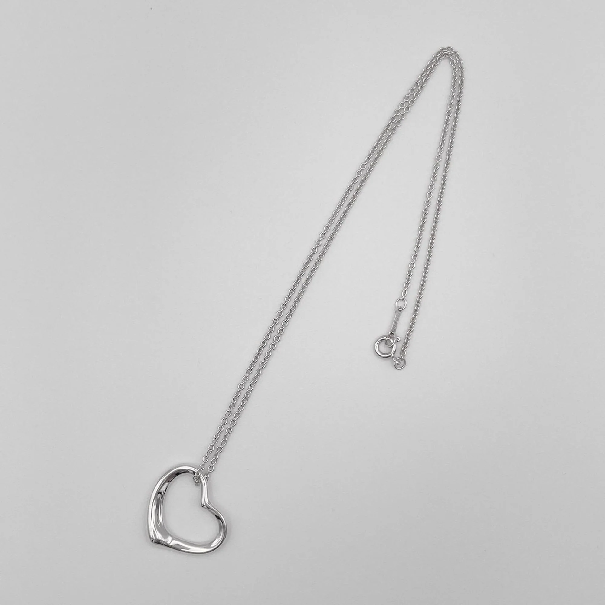 Open Heart Pendant Necklace Sterling Silver 20mm - Image 3