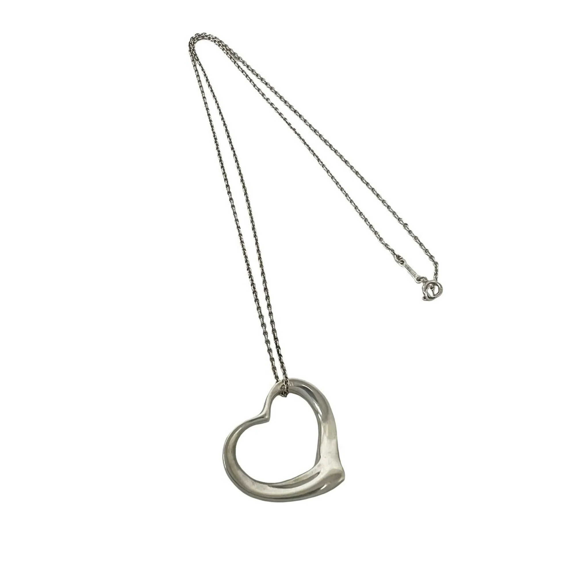 Open Heart Pendant Necklace Sterling Silver 23mm - Image 5