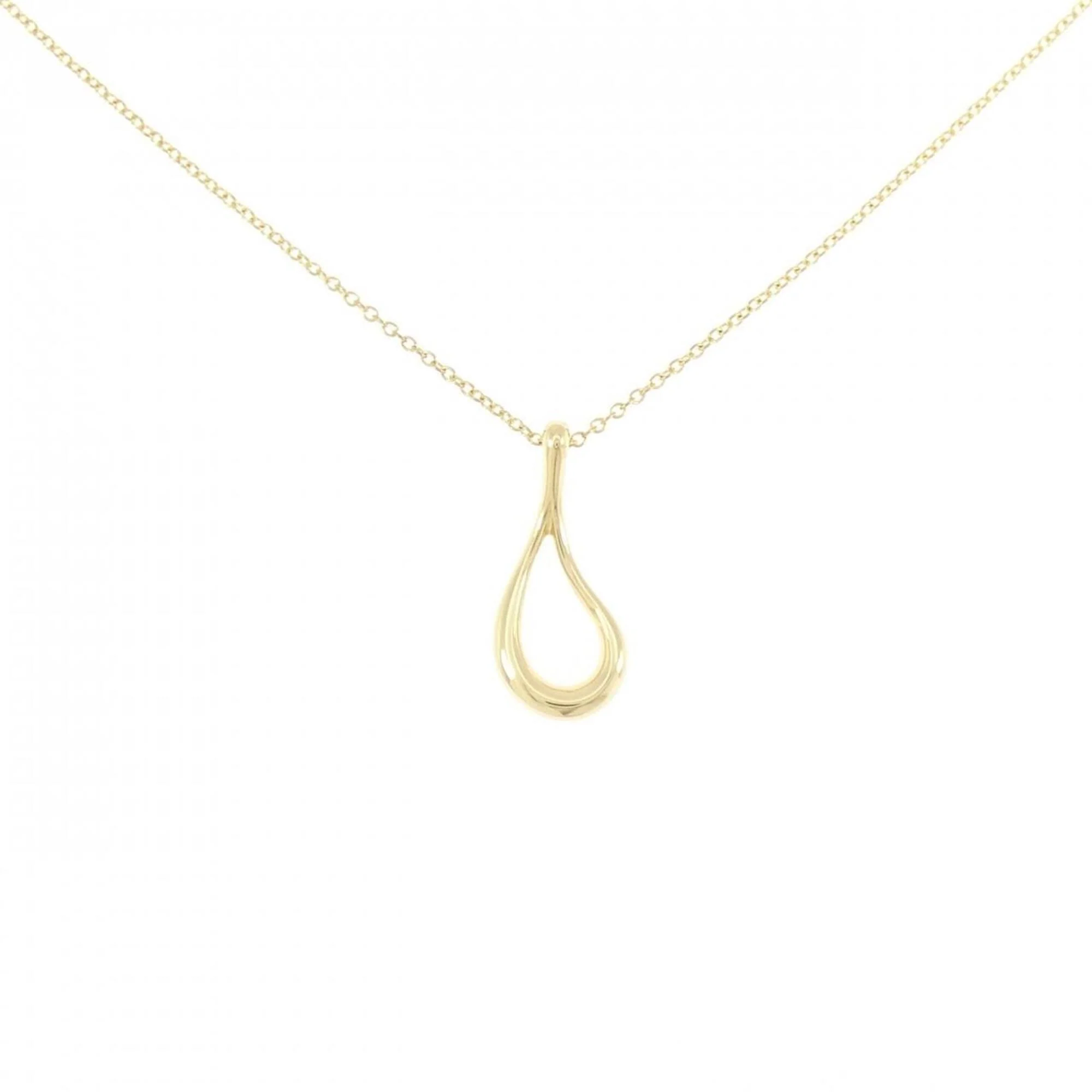 Open Teardrop Pendant Necklace 18K Yellow Gold