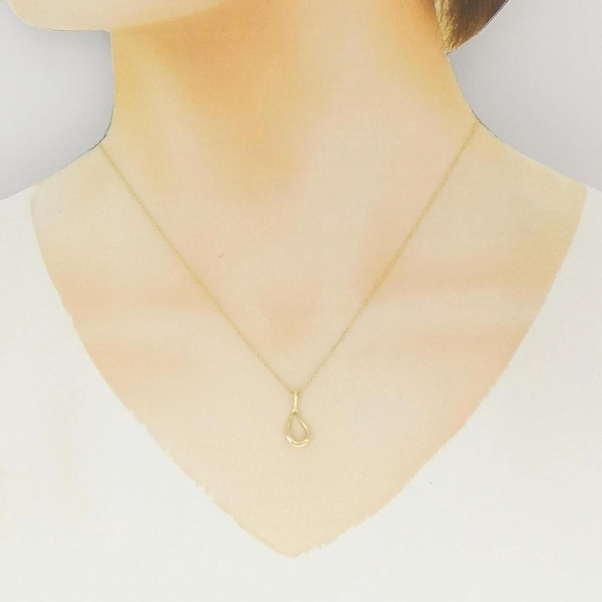 Open Teardrop Pendant Necklace 18K Yellow Gold - Image 6