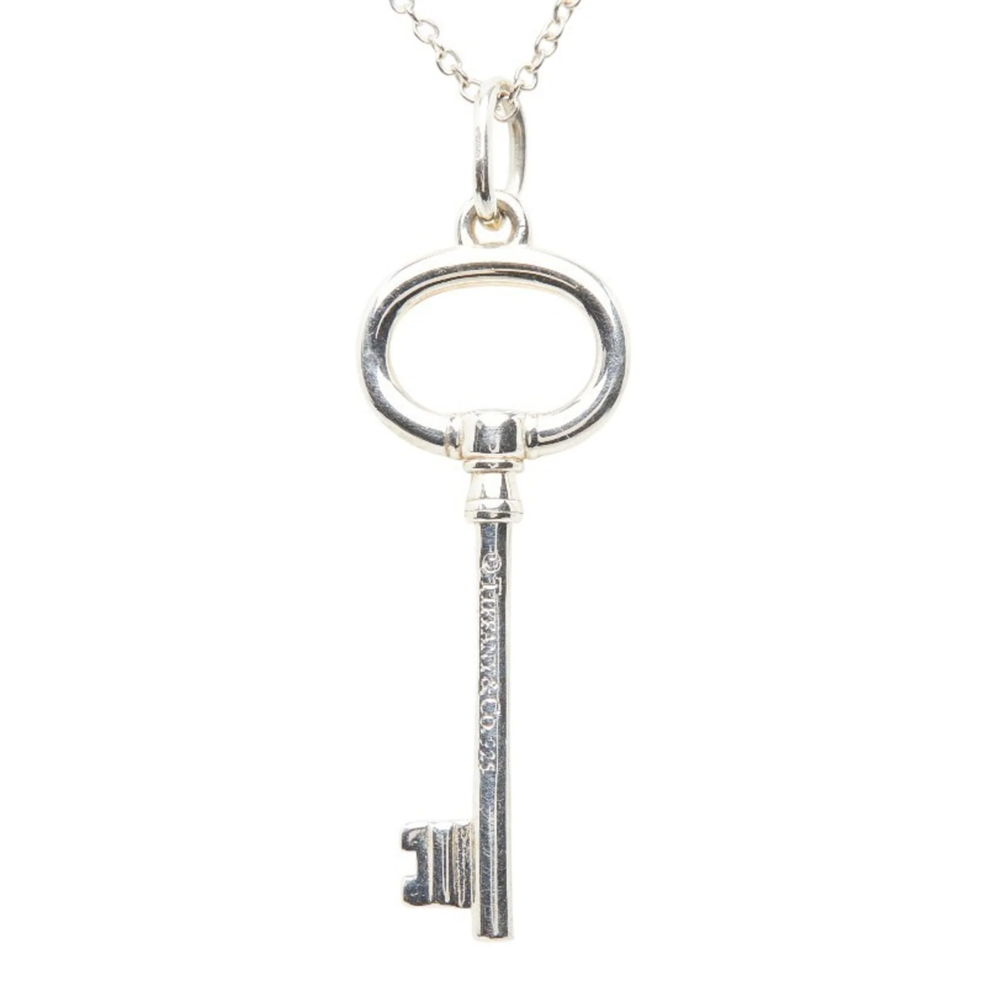 Oval Key Chain Pendant Necklace Sterling Silver - Image 4
