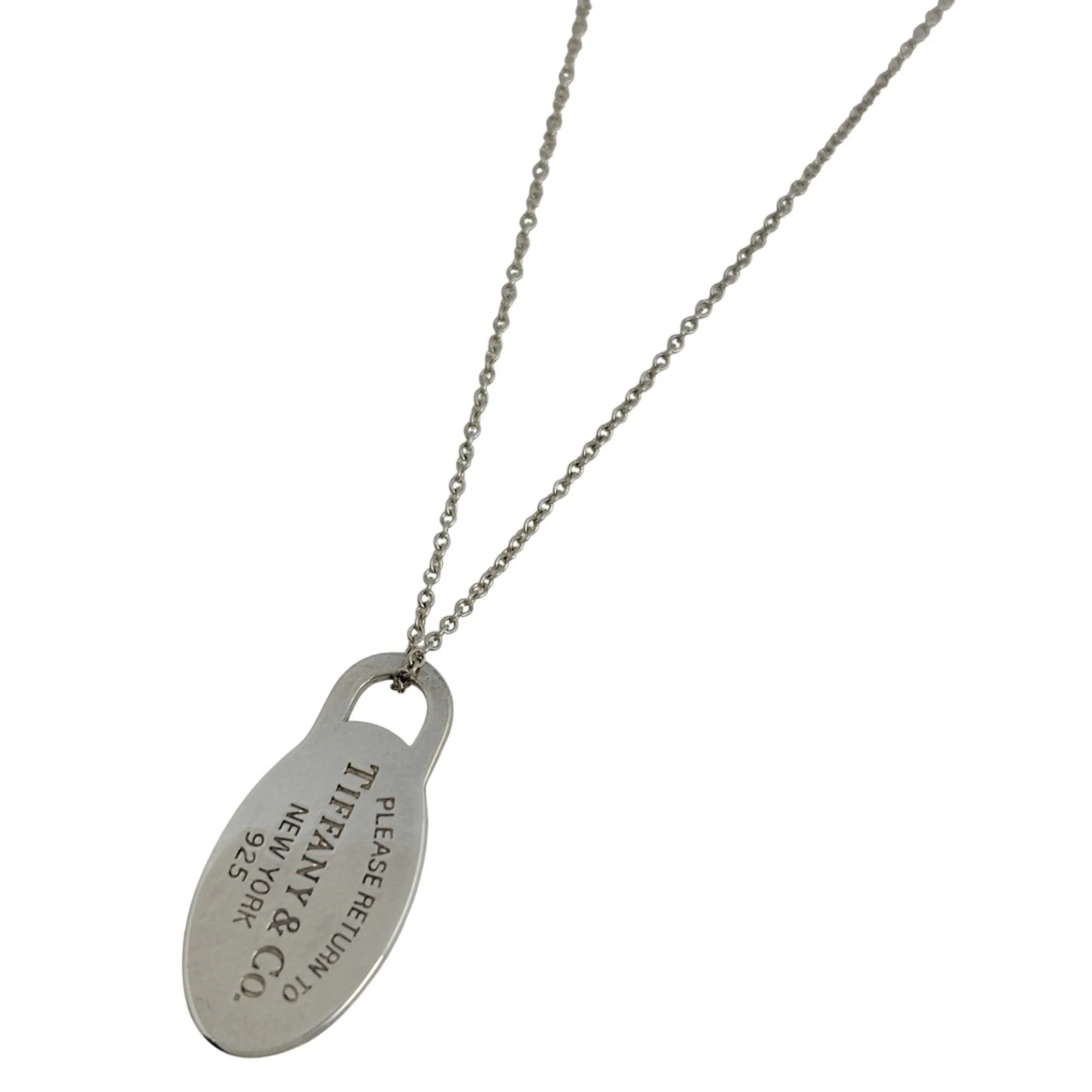 Oval Tag Pendant Necklace Sterling Silver