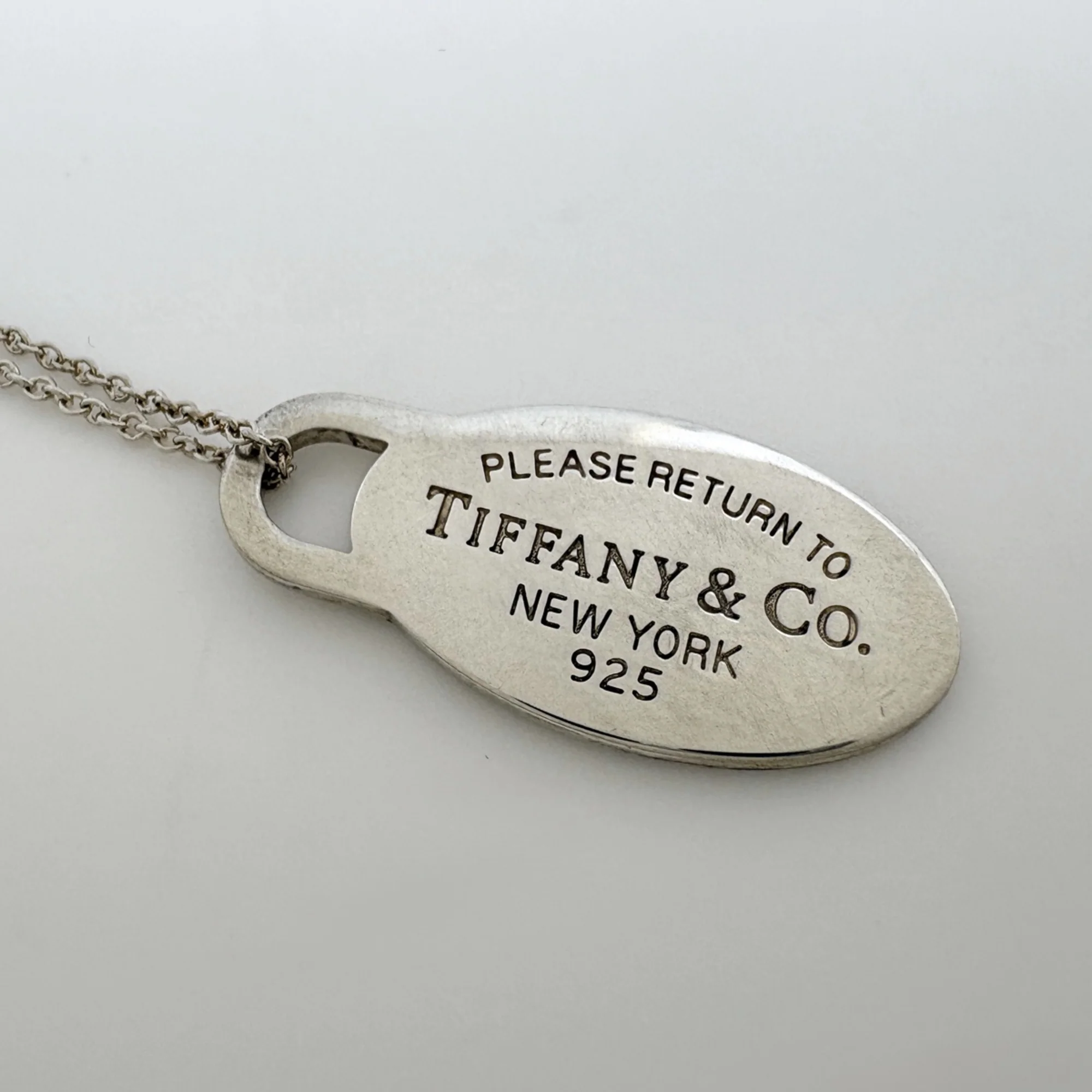 Oval Tag Pendant Necklace Sterling Silver - Image 2